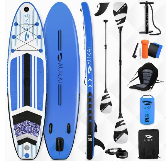Stand Up Paddle Board "AUKAI Pro" mit Kajak-Sitz blau