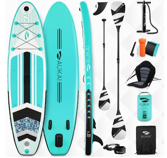 Stand Up Paddle Board "AUKAI Pro" mit Kajak-Sitz türkis