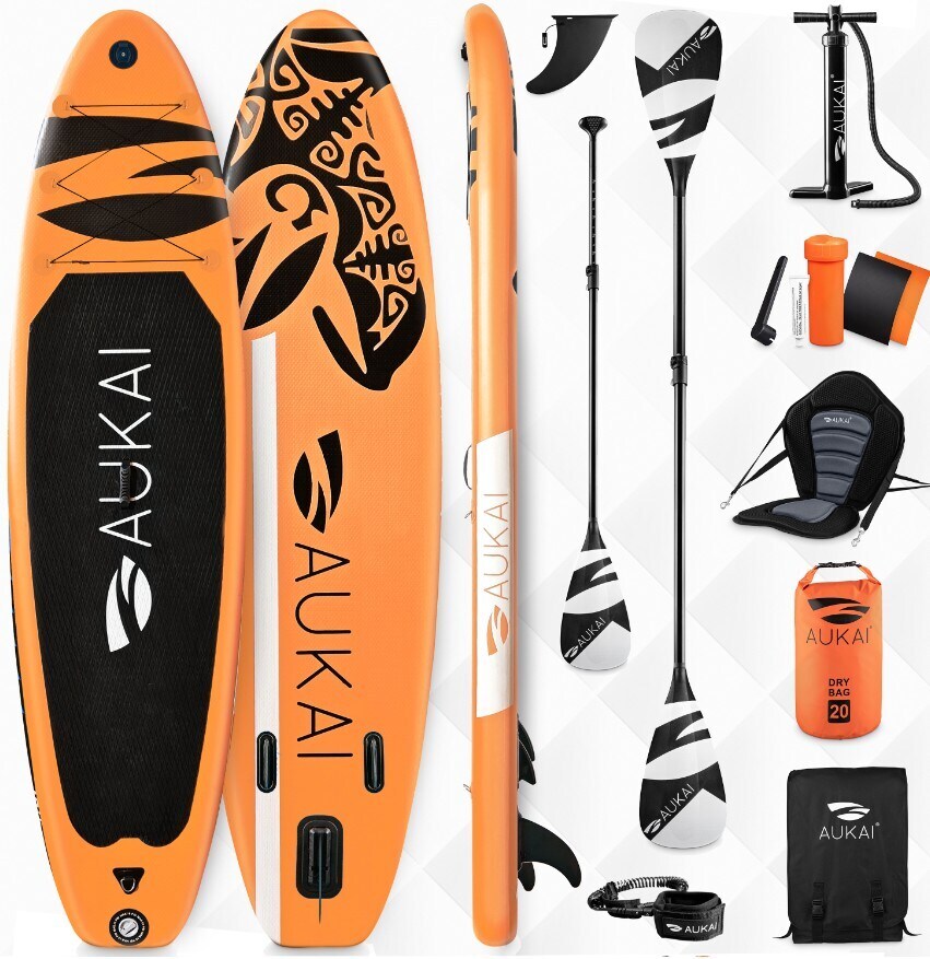 Stand Up Paddle Board "AUKAI Pro Ocean" mit Kajak-Sitz orange
