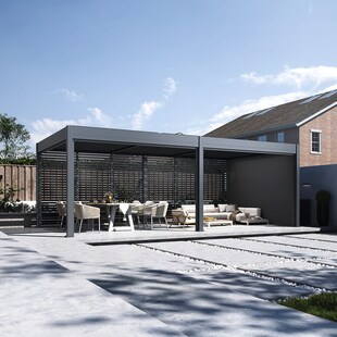 Pergola Pavillon mit Lamellen Dach Oasis 3,6 x 7,2m anthrazit 