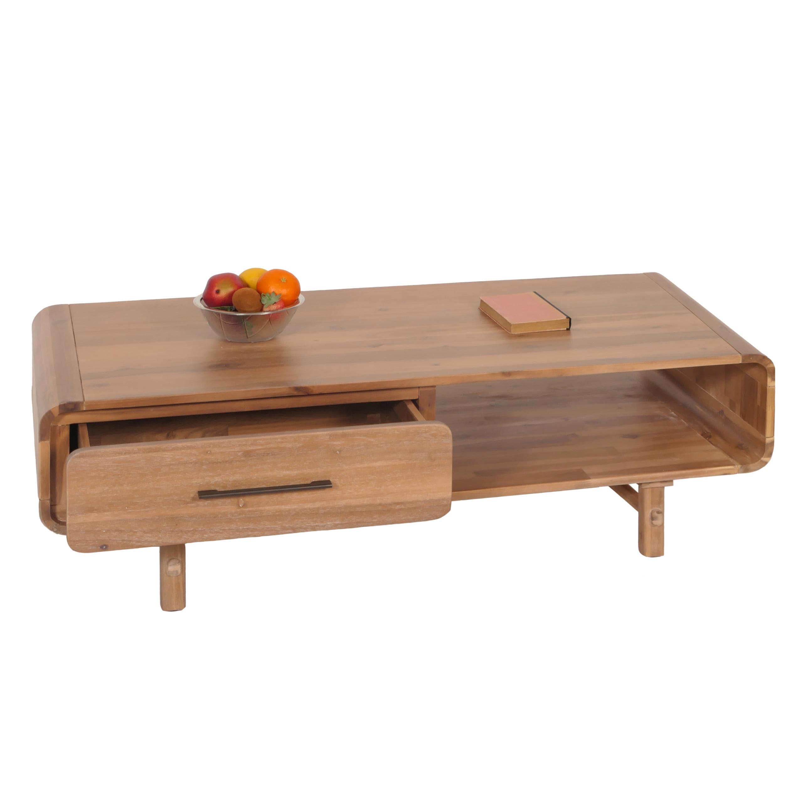 Couchtisch MCW-M47, Wohnzimmertisch Beistelltisch Sofatisch, Schublade, Akazie Massiv-Holz gebeizt 44x125x60cm 25kg 