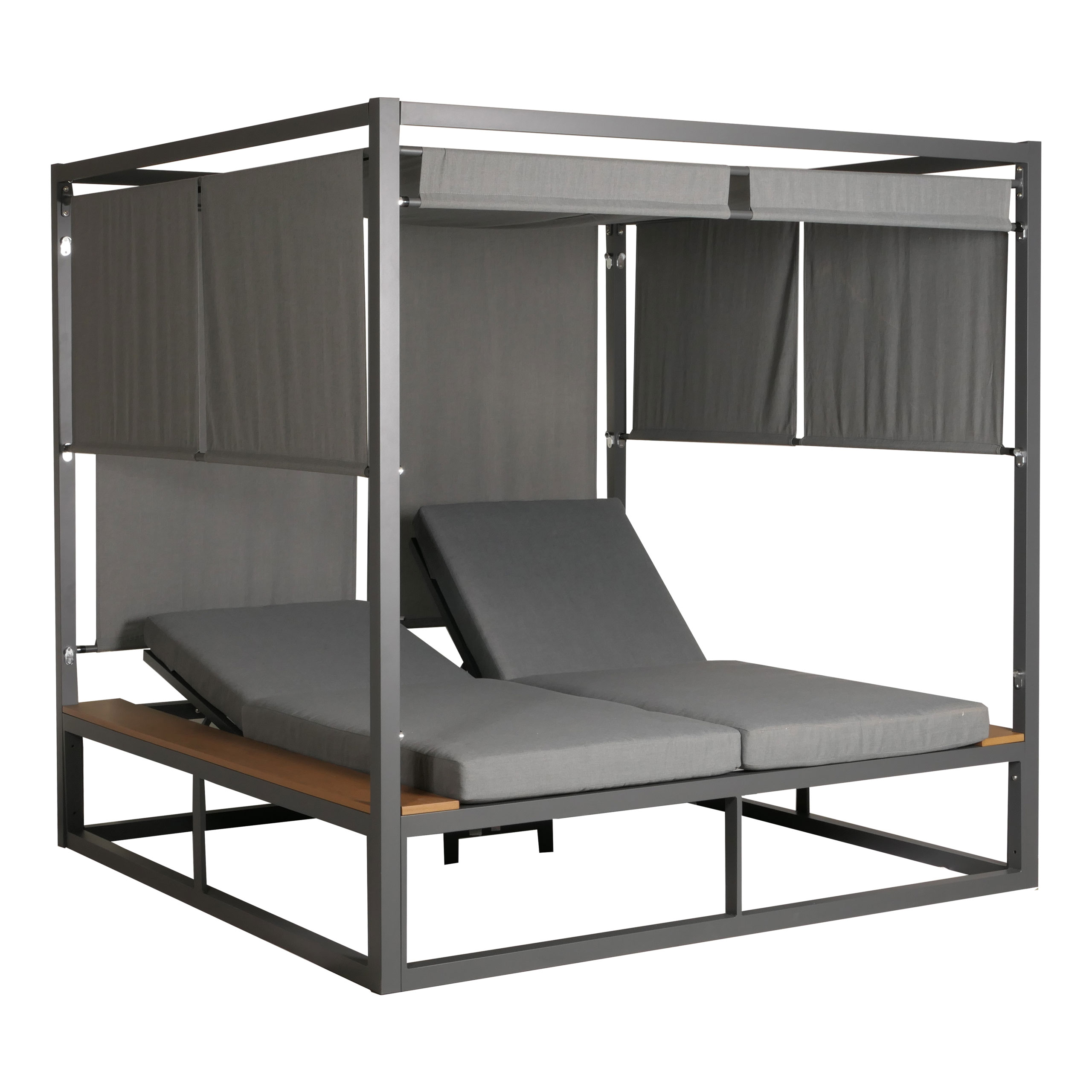 Aluminium Lounge-Gartenliege MCW-M63, Sonnenliege Bali-Liege Outdoor-Bett Daybed, 10cm-Polster 200cm ~ hellgrau 