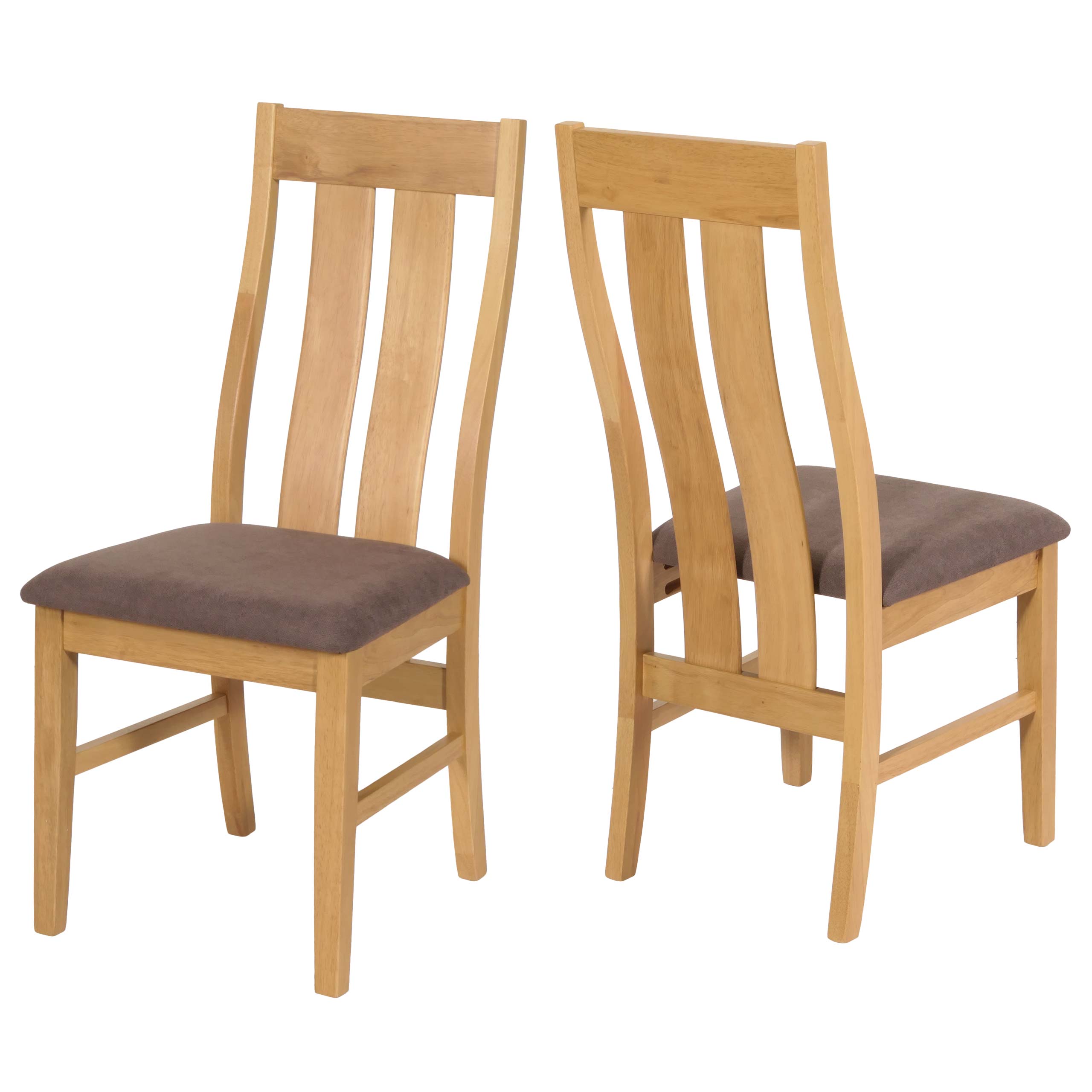 2er-Set Esszimmerstuhl MCW-M58, K&uuml;chenstuhl Lehnstuhl Stuhl, Stoff/Textil Massiv-Holz ~ helles Gestell, taupe 
