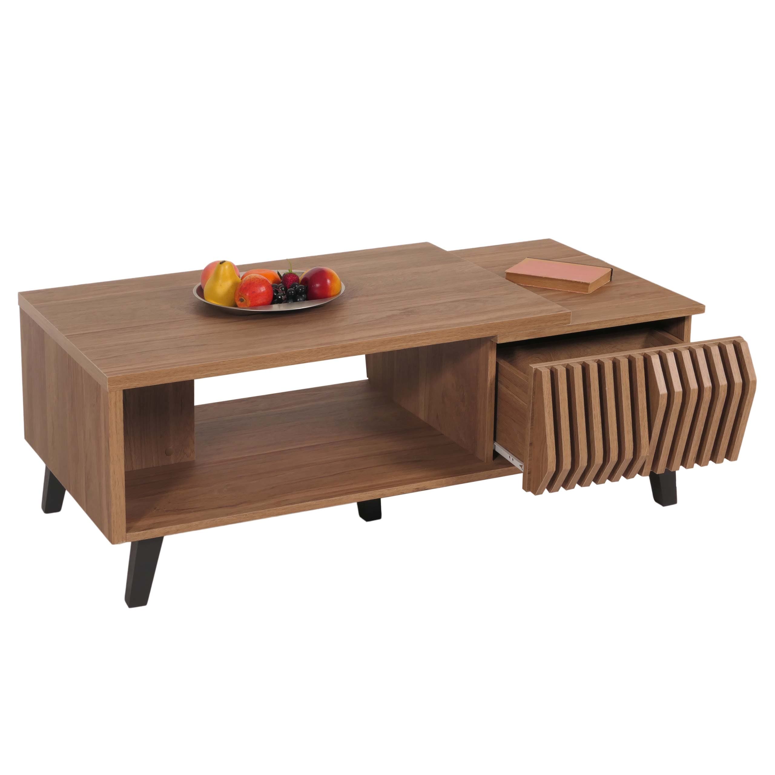 Couchtisch MCW-M45, Wohnzimmertisch Beistelltisch Sofatisch, 3D-Design Schubladen 44x120x65cm, braun 