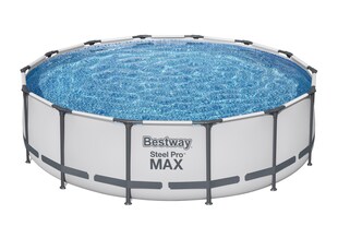 Bestway® Steel Pro MAX™ Frame Pool Komplett-Set mit Filterpumpe Ø 427 x 107 cm, lichtgrau, rund 