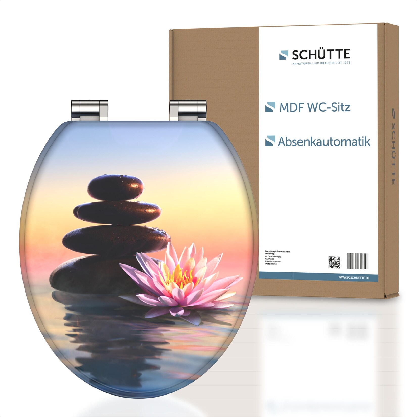 Tavoletta Wc Chiusura Ammortizzata Legno Copriwater Universali Globo Coperchio Water Mdf Sedile Wc Universale Asse Water Fino A 250 Kg Sunset - Schütte