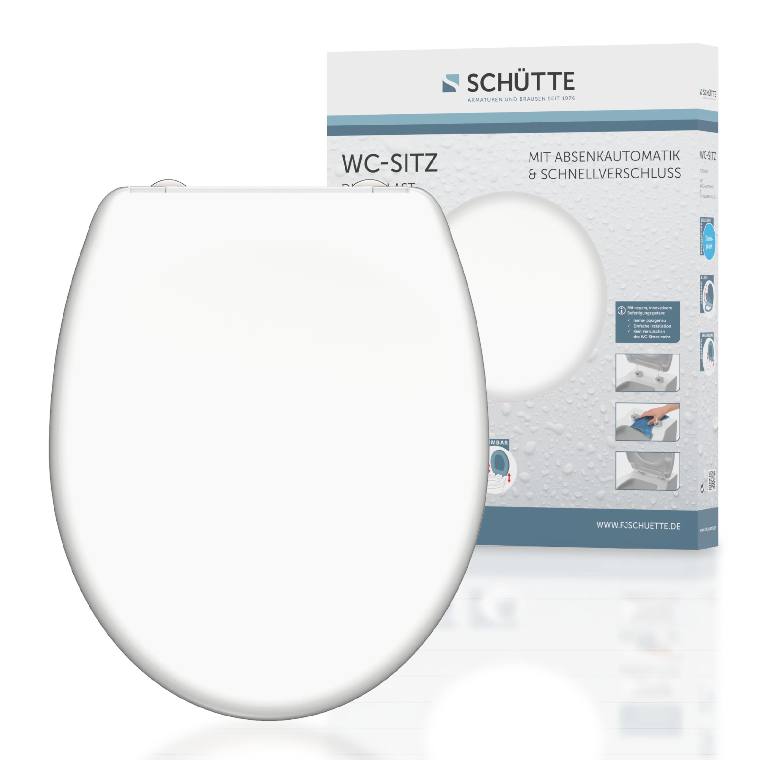 SCH&Uuml;TTE Duroplast WC-Sitz WHITE, mit Absenkautomatik und Schnellverschluss 