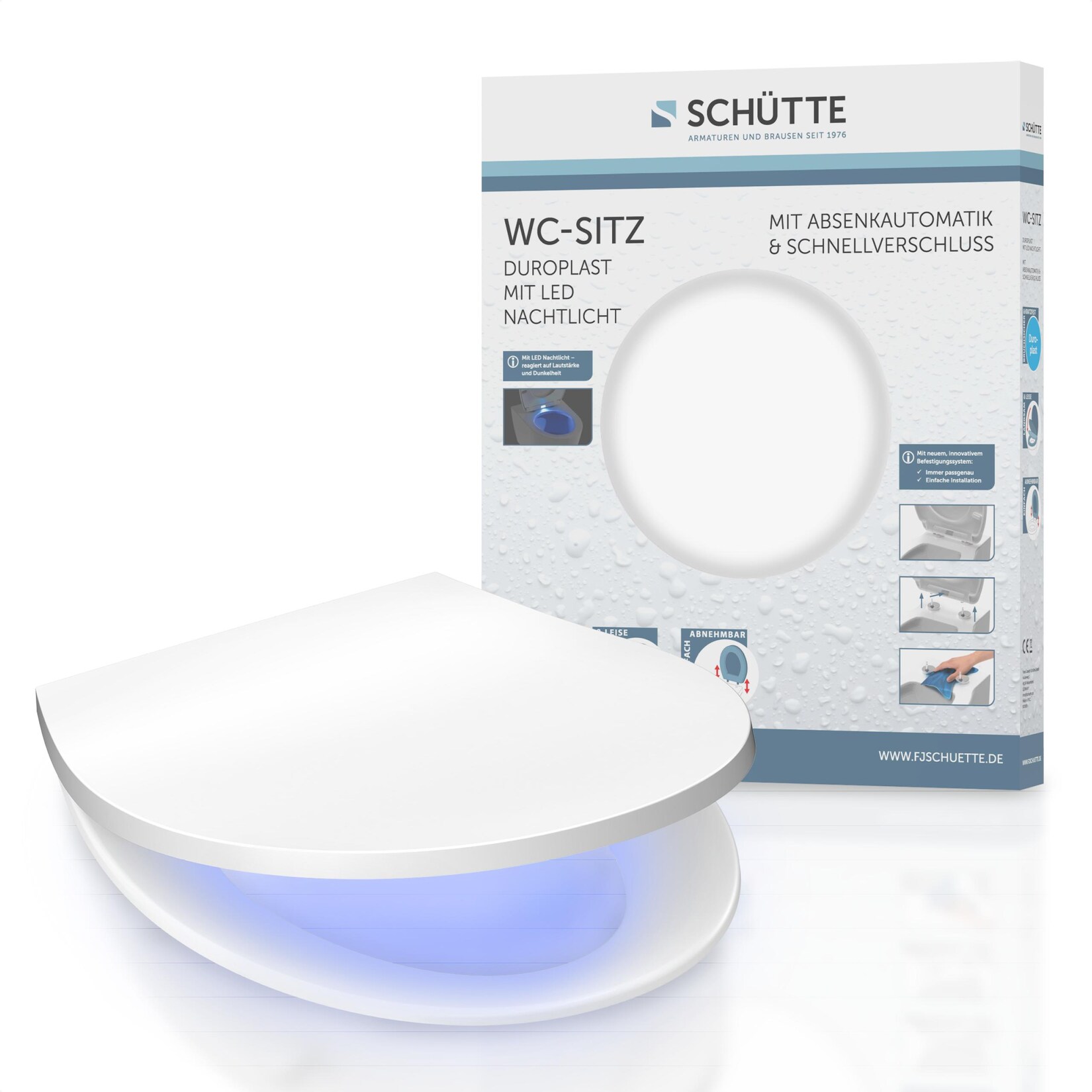 SCHÜTTE Duroplast WC-Sitz mit LED Nachtlicht, mit Absenkautomatik und Schnellverschluss