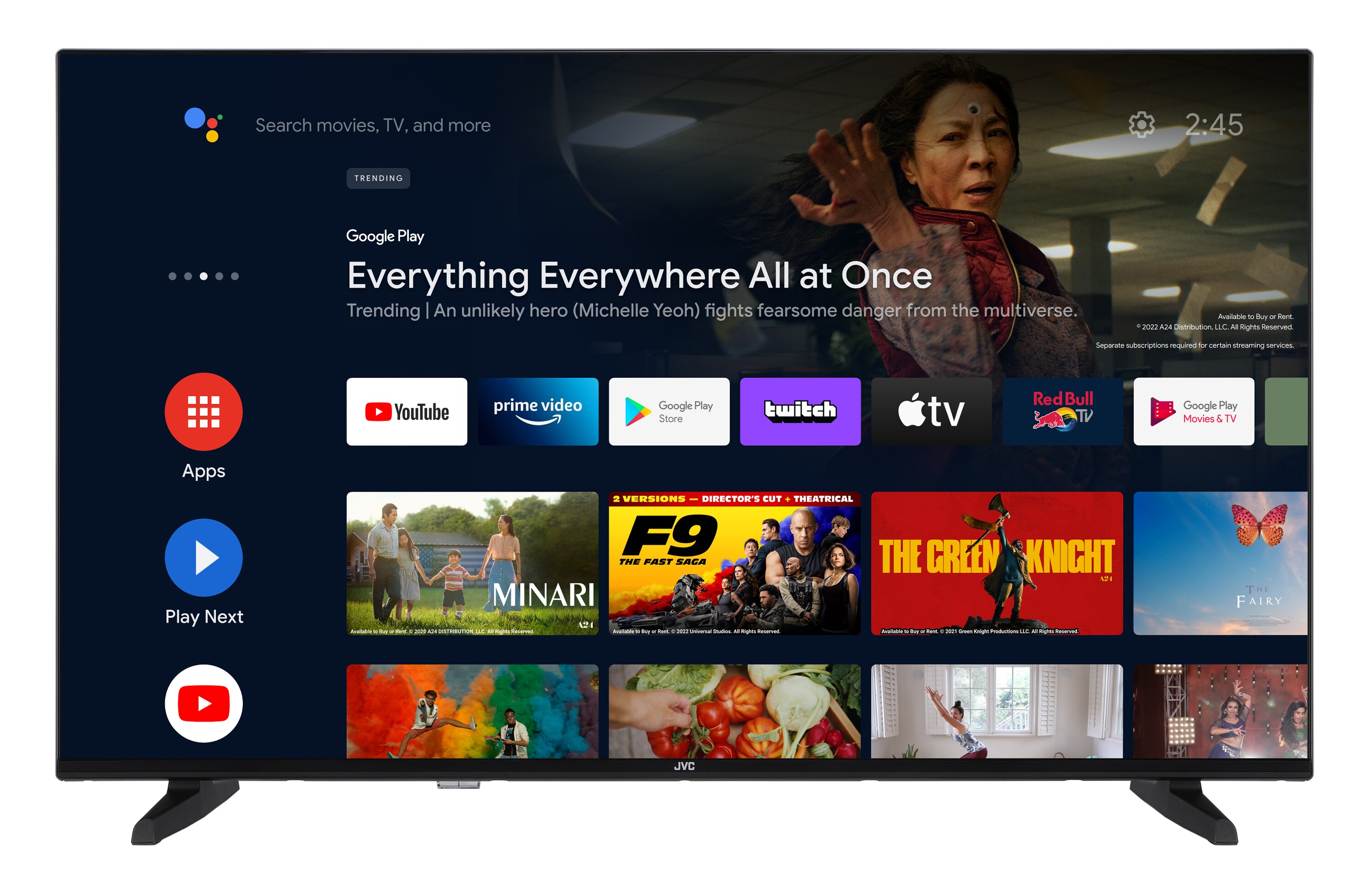 JVC LT-43VA3355 43 Zoll Fernseher/Android Smart TV (4K Ultra HD, HDR Dolby Vision, Triple-Tuner, Dolby Atmos) 