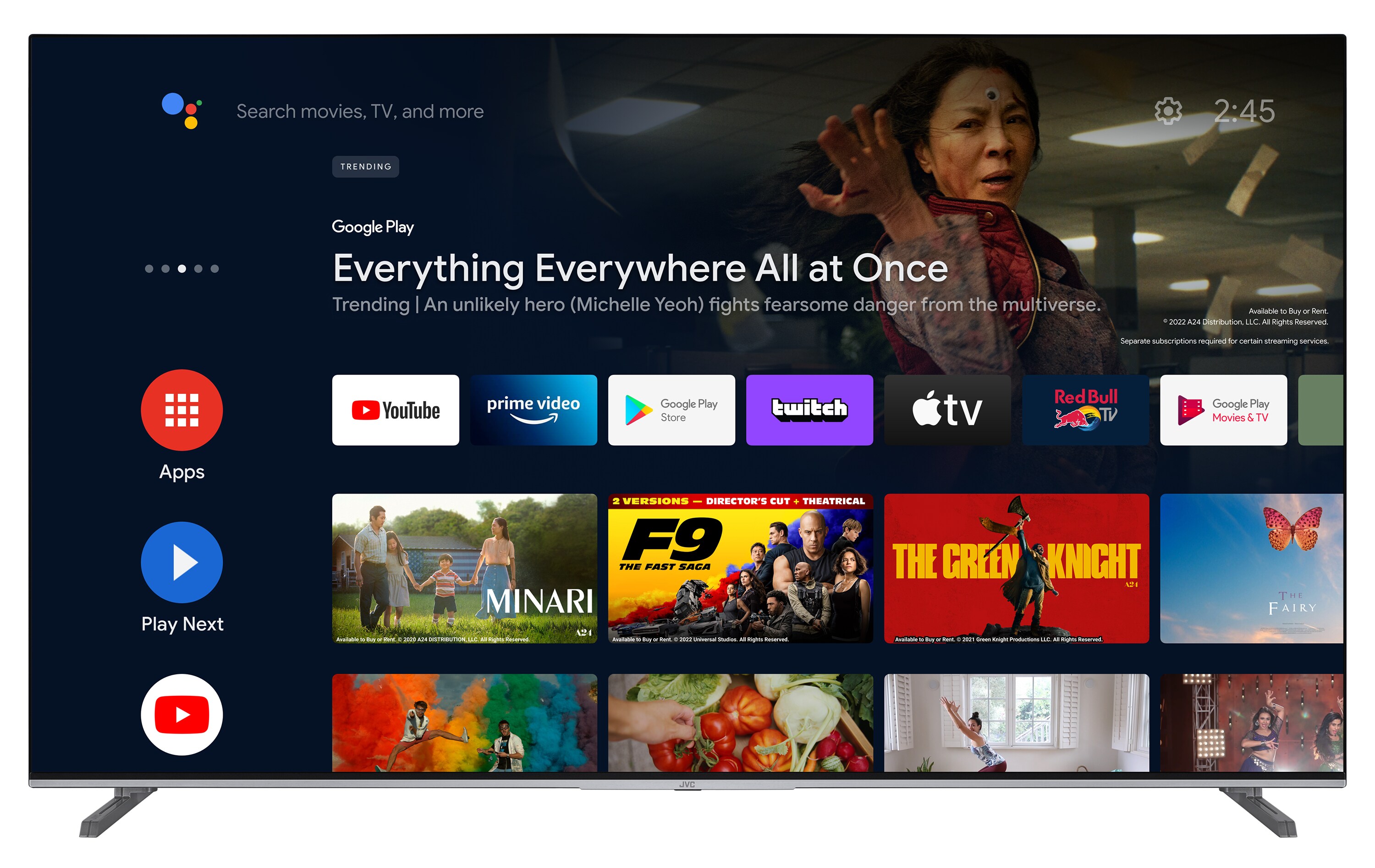 JVC LT-65VA7255 65 Zoll Fernseher/Android TV (4K Ultra HD, HDR Dolby Vision, Triple-Tuner, Dolby Atmos) 