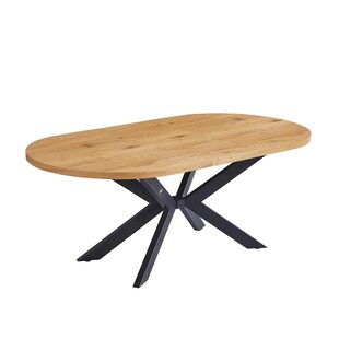 HOME DELUXE Esstisch Oval Ausziehbar AVENTI inkl. Sternfuß - 160 x 100 cm - versch. Farben - Light Oak 