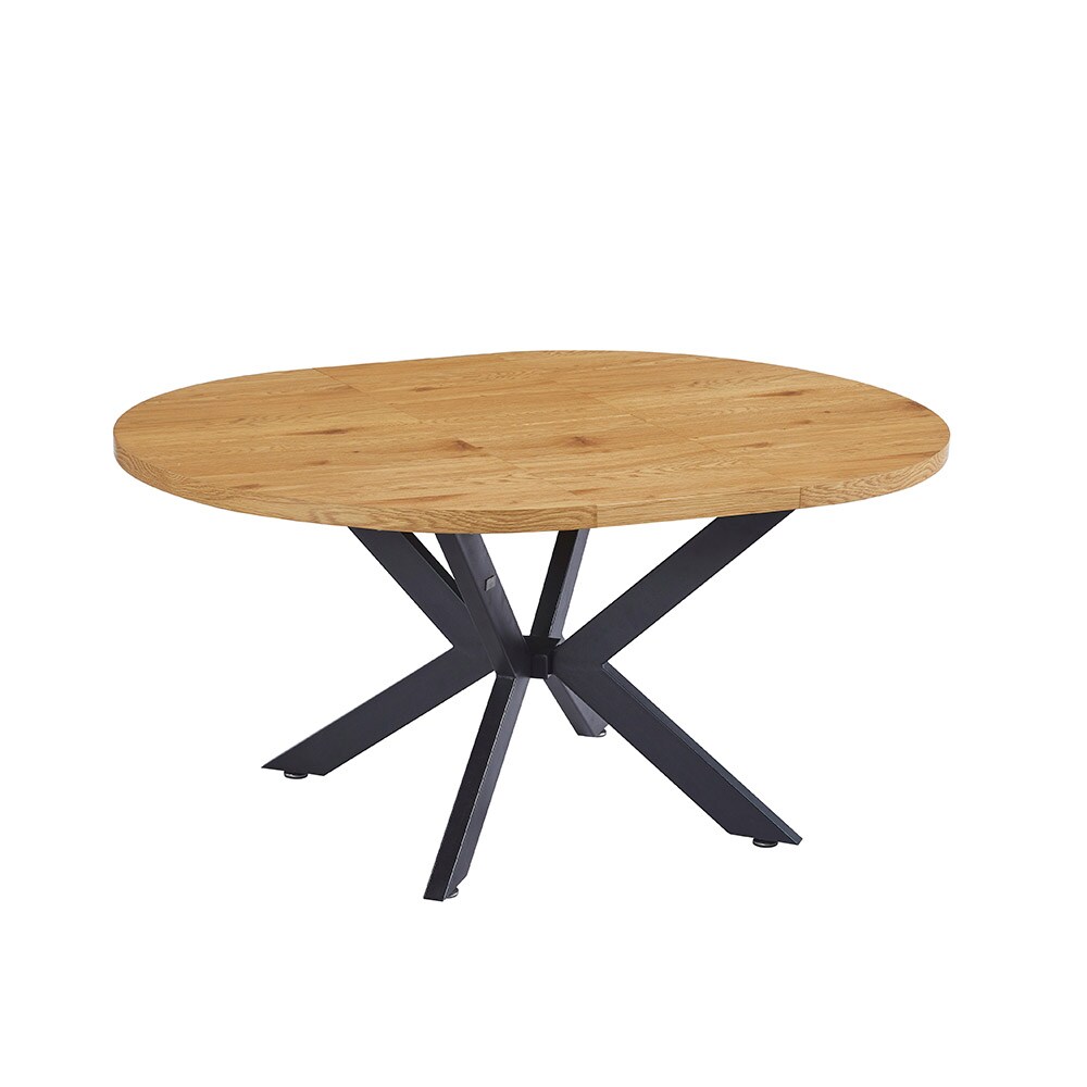 HOME DELUXE Ausziehbarer Esstisch Rund AVENTURA inkl. Sternfu&szlig; - 120 x 120 cm - versch. Farben - Light Oak 