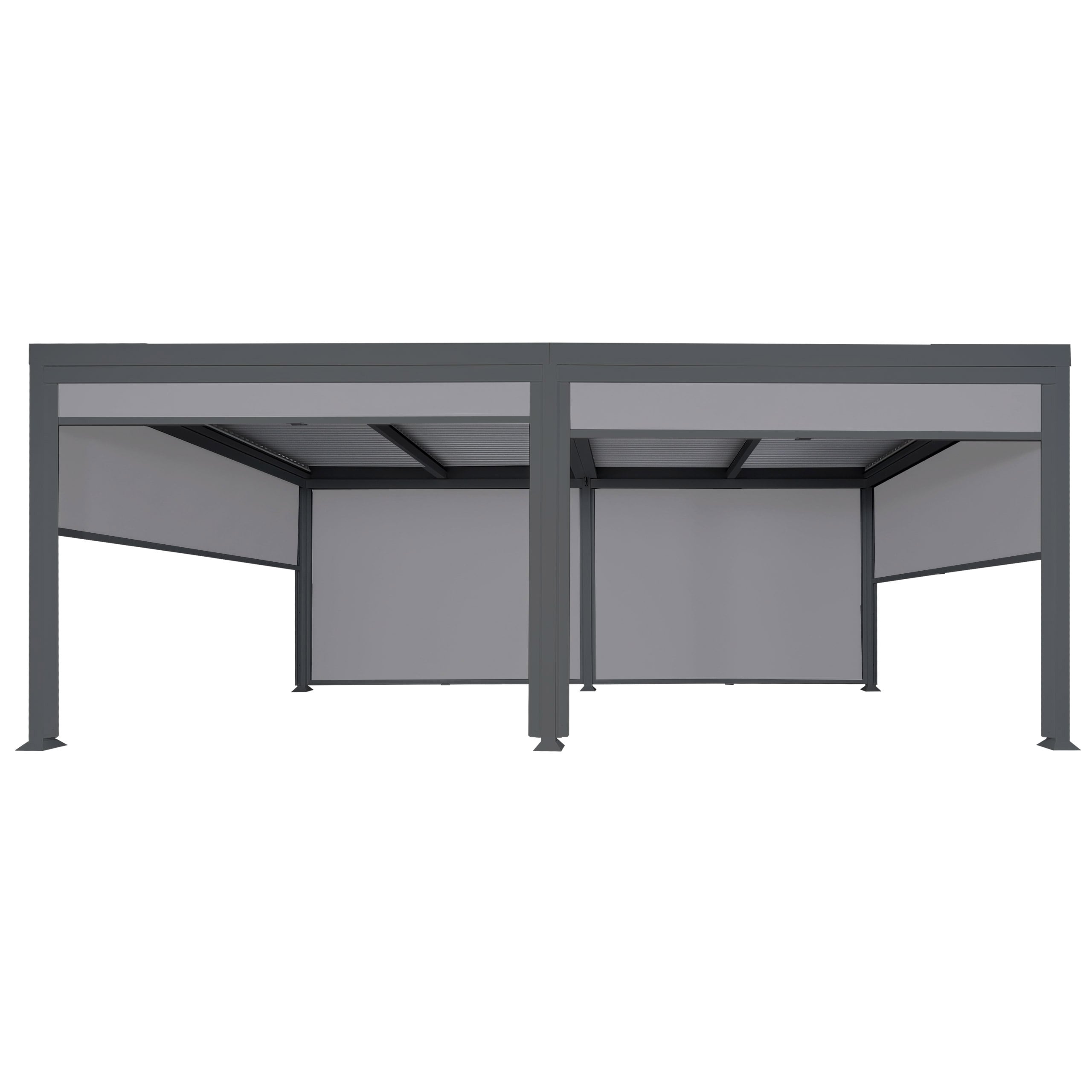 Alu Pergola MCW-L41 mit 6x Seitenwand, Lamellen-Pavillon, stabiles 8cm-Metall-Gestell 3x6m ~ anthrazit 