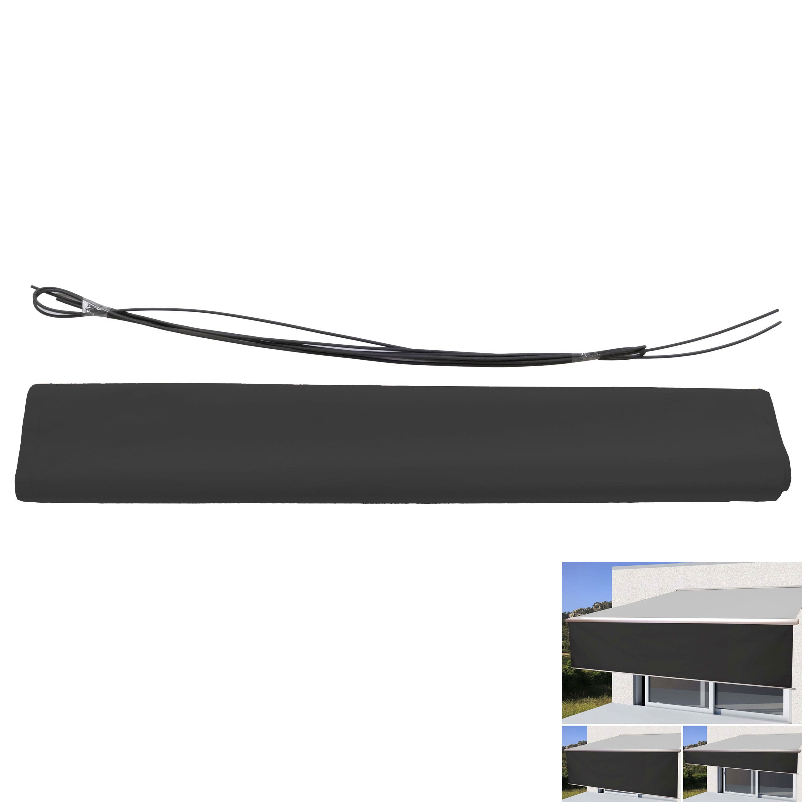 Volant f&uuml;r elektrische Vollkassetten-Markise T124, 4,5x3m ausfahrbarer Volant Polyester ~ anthrazit 
