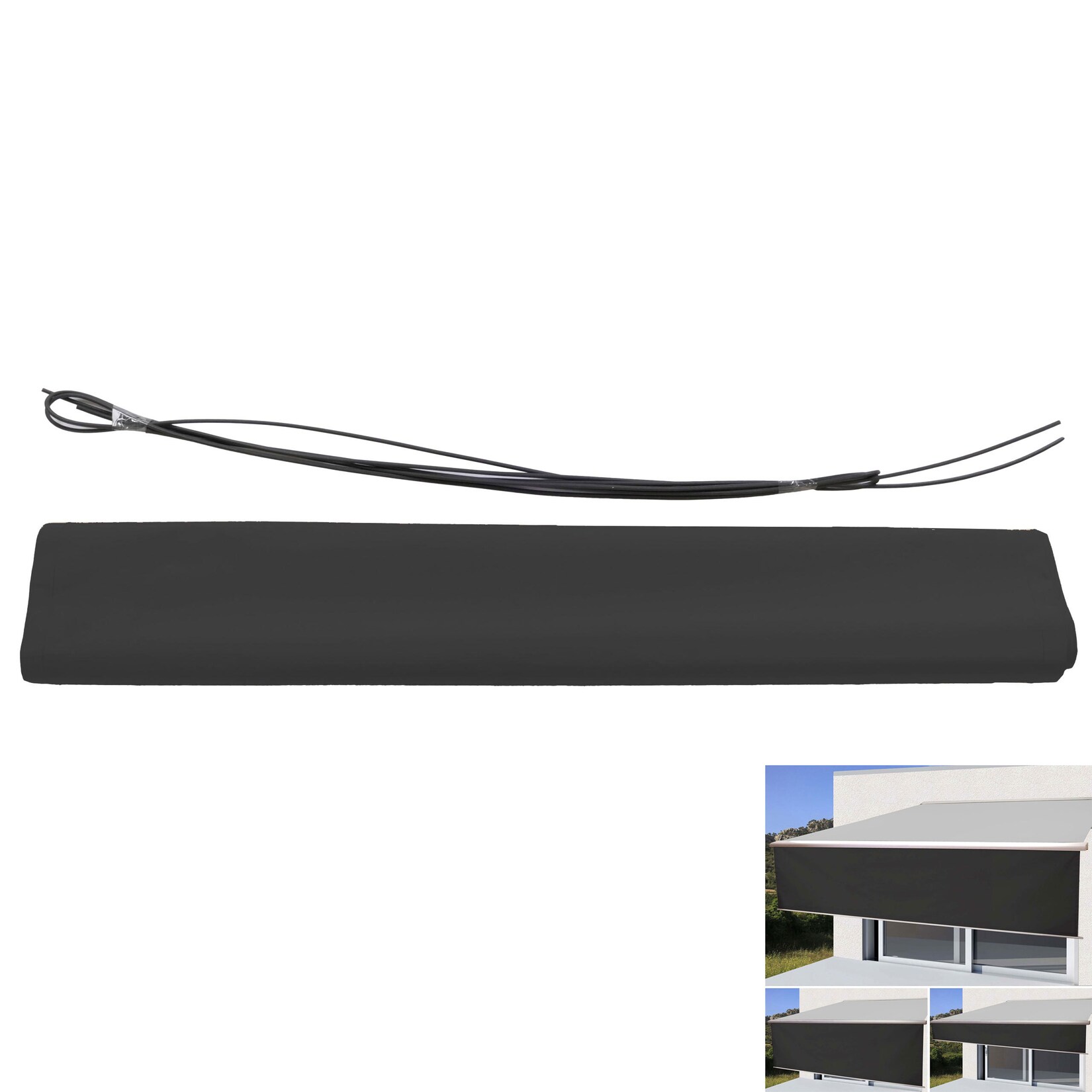 Volant für elektrische Vollkassetten-Markise T124, 4,5x3m ausfahrbarer Volant Polyester ~ anthrazit