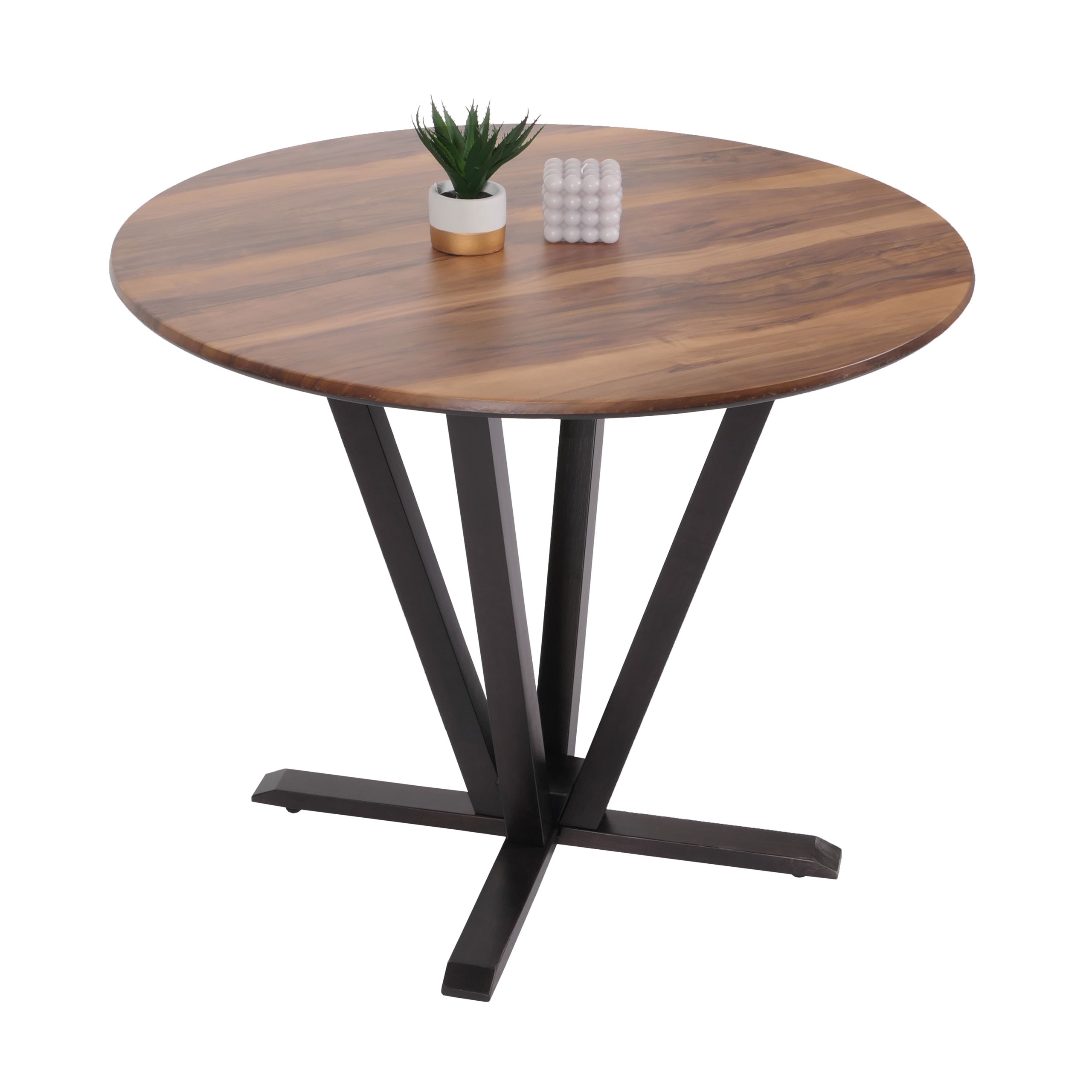 Bistrotisch MCW-M56, Tisch Esstisch, Massiv-Holz HPL Laminat Melamin &Oslash;92cm, Sheesham Holz-Optik, dunkles Gestell 