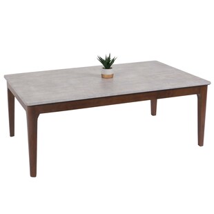 Couchtisch MCW-M55, Beistelltisch Sofatisch Massiv-Holz HDF Laminat Melamin 46x120x70cm Beton-Optik braune Beine 