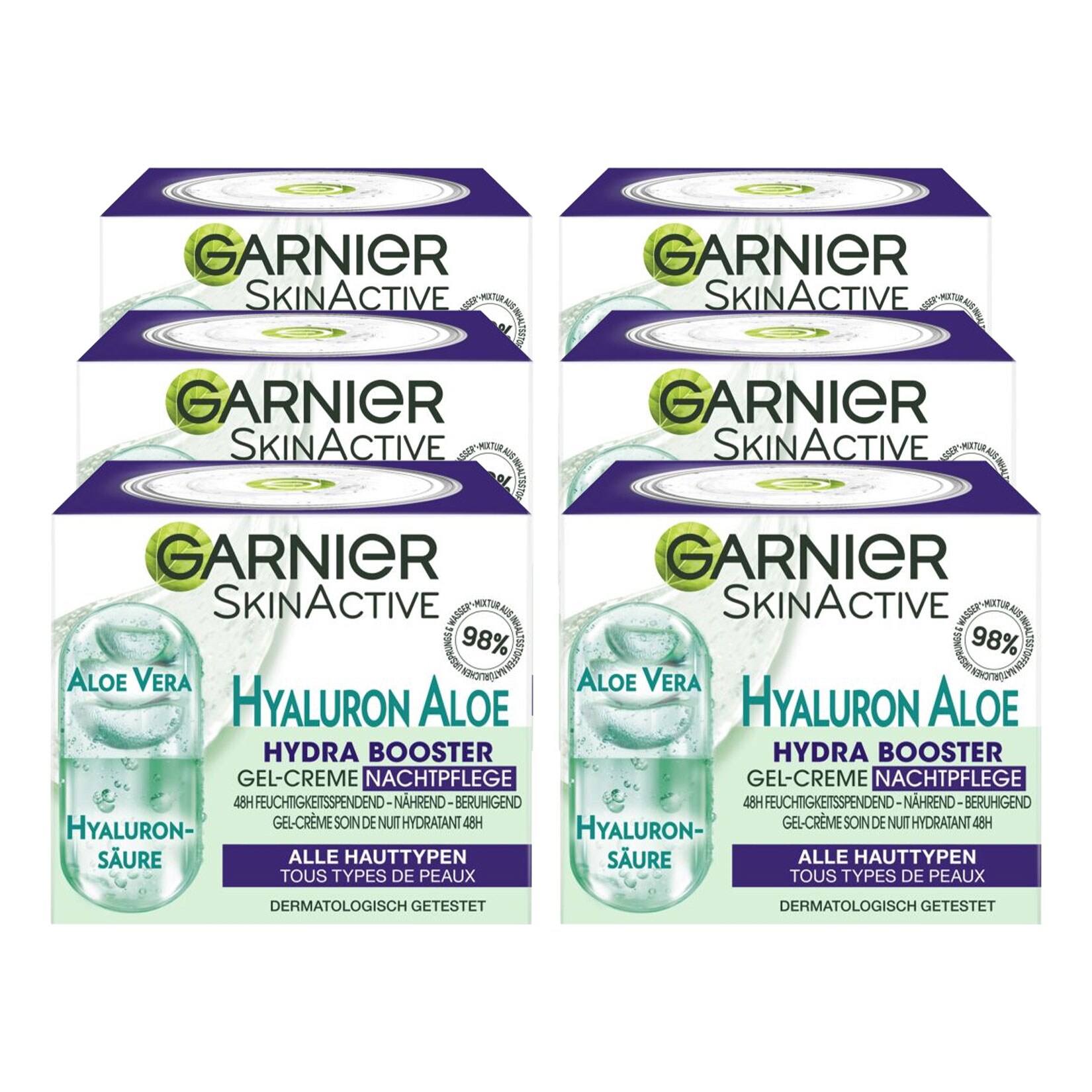Garnier Skin Acitve Hyaluron Aloe Gel-Creme Nachtpflege 50 ml, 6er Pack - Bild 1
