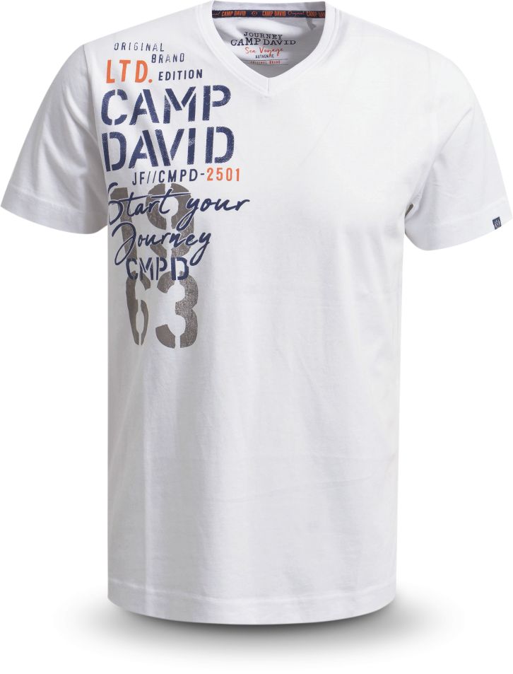 Camp David T-Shirt RH V neck 1/2 Gr. M weiss - Bild 1