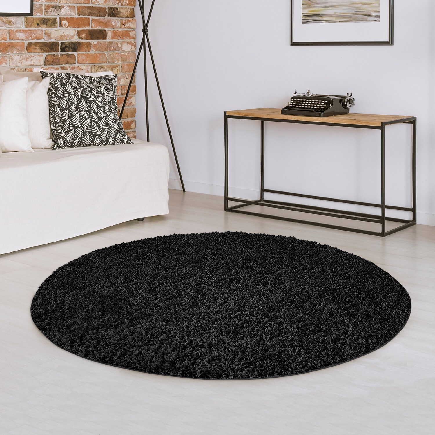 Karat Shaggy-Teppich | Barcelona | Schwarz 78 | Rund 