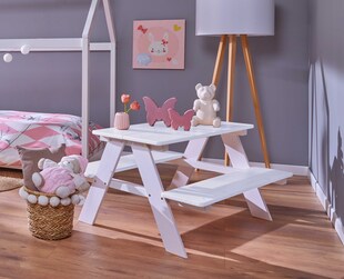 Inter Link Kindersitzgruppe Henning Spieltisch mit 1 Tisch und 2 Bänke - Weiß 