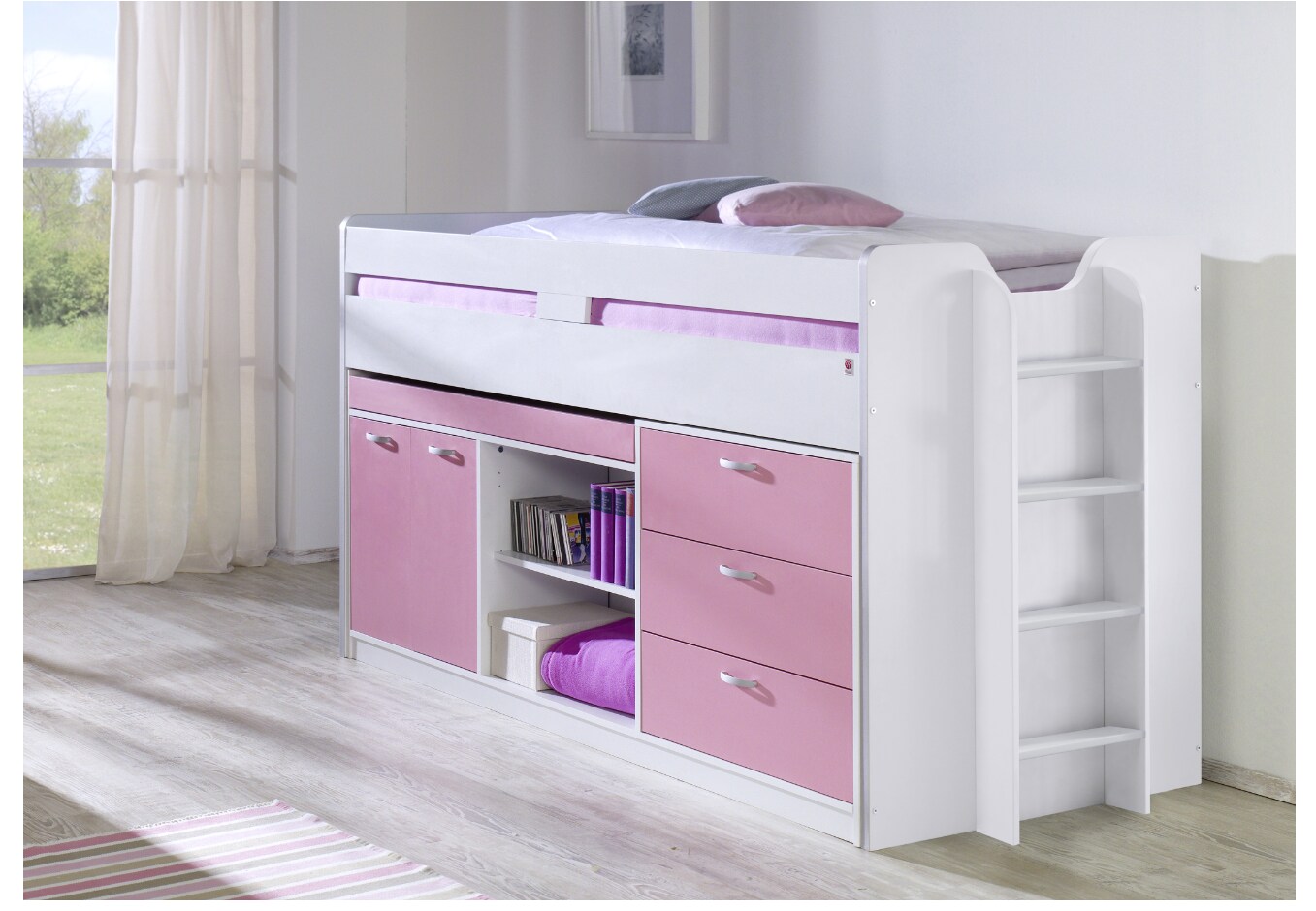 Relita - Hochbett Ponny -versch. Ausführungen -Weiß/Rosa