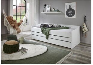 Relita - Funktionsbett Jill 90x200 ohne Lattenrost, 3 Schubladen u. Bettschublade Spanplatte weiß 