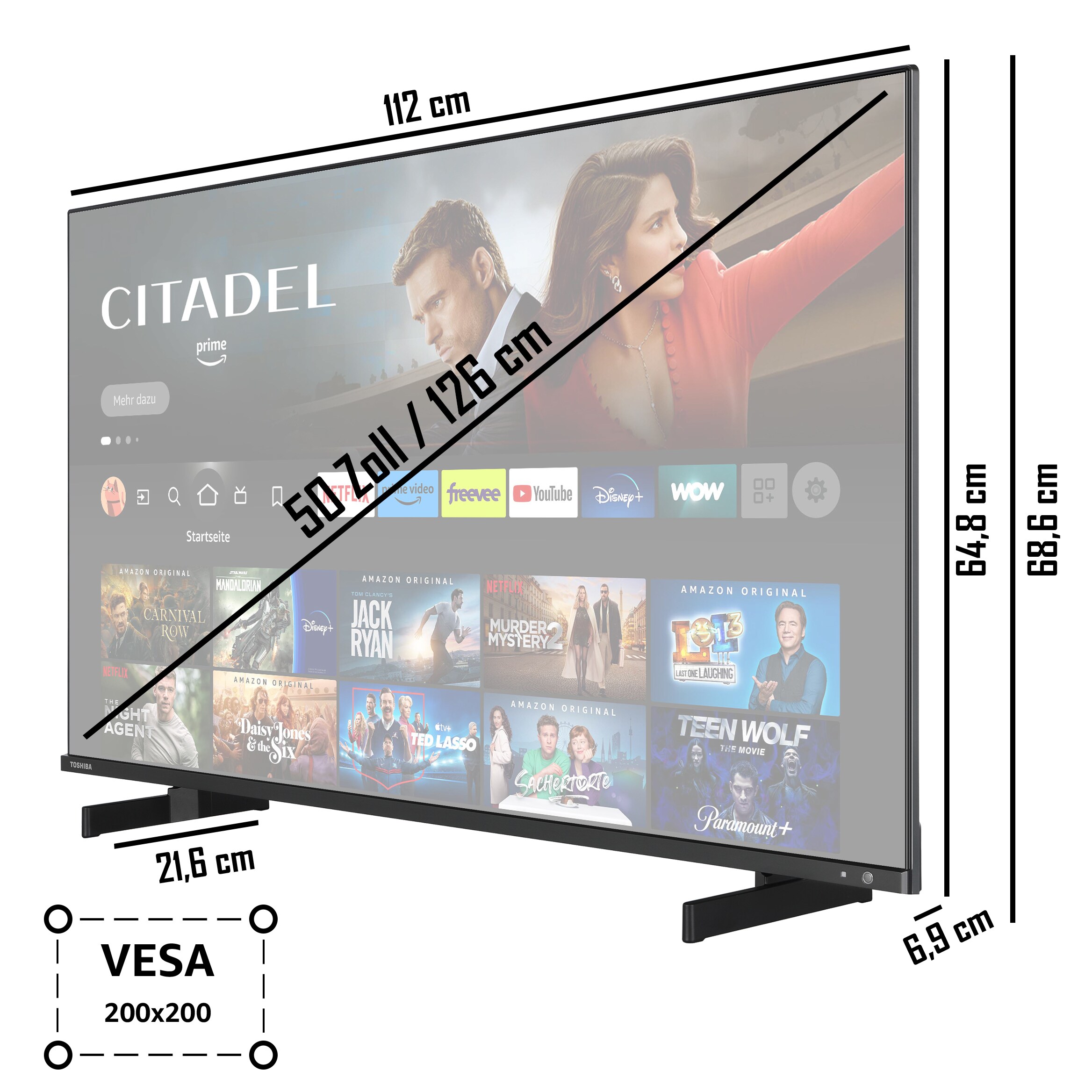 Toshiba 50QF5D63DA 50 Zoll QLED Fernseher/Fire TV (4K Ultra HD, HDR Dolby Vision, Smart TV, Alexa Built-In) Toshiba 50QF5D63DA 50 Zoll QLED Fernseher/Fire TV (4K Ultra HD, HDR Dolby Vision, Smart TV, Alexa Built-In)