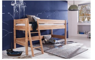 Relita - Halbhohes Spielbett KIM Buche massiv natur lackiert 