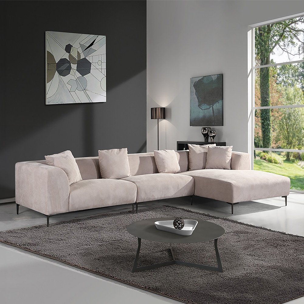 HOME DELUXE Ecksofa TORINO Beige Rechts 