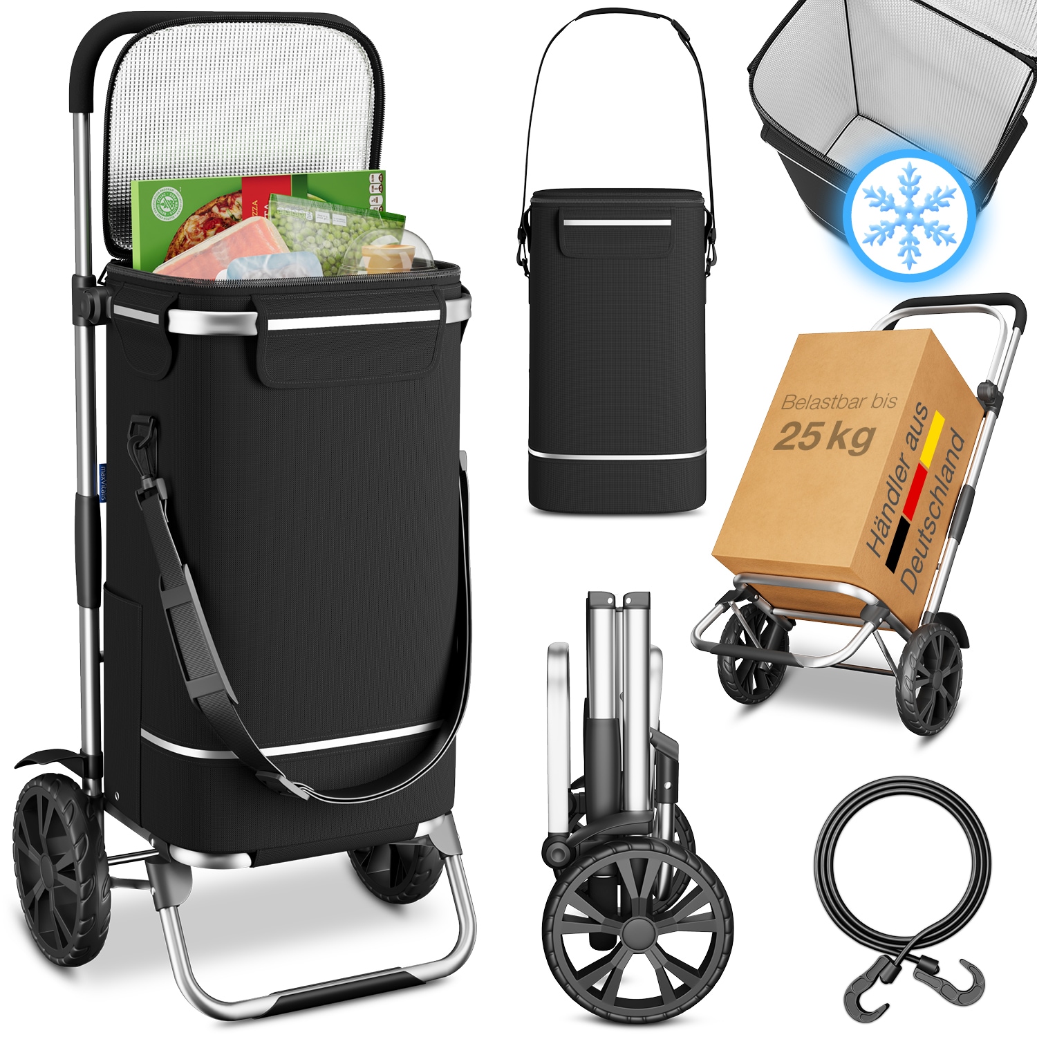 maxVitalis Einkaufstrolley mit K&uuml;hlfunktion &raquo;Premium&laquo;, schwarz 