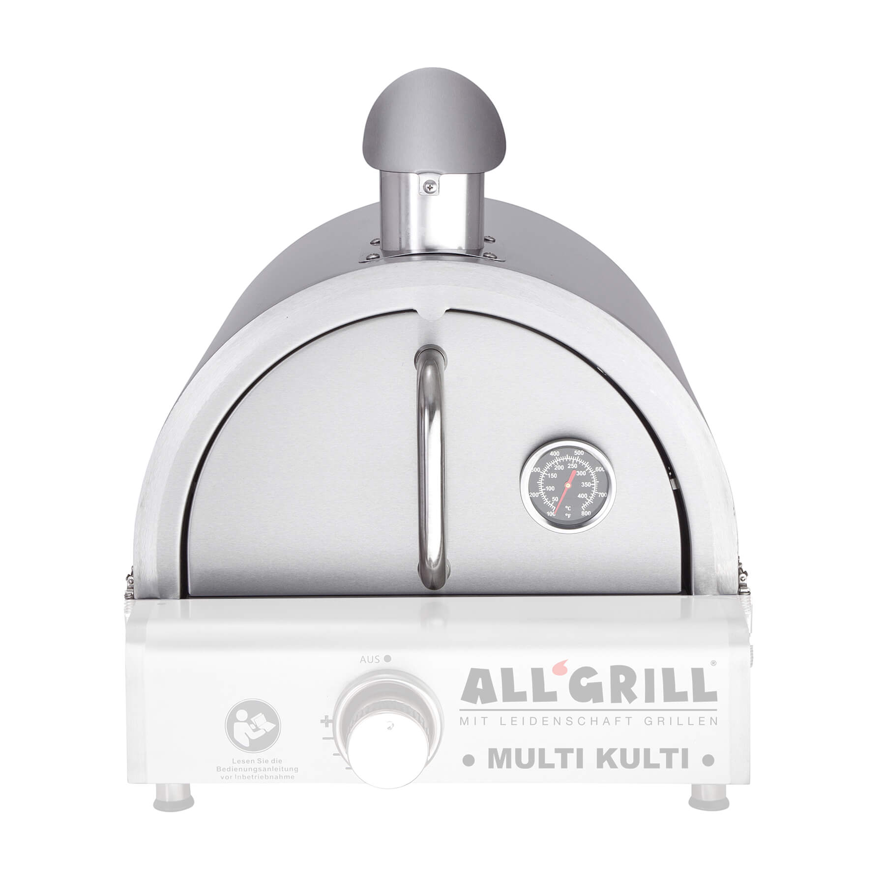 Edelstahl Pizzahaube &Oslash; 43 cm f&uuml;r Multi-Kulti Grill-Systeme, robust & langlebig, einfache Montage, bis 350&deg;C inkl. Kamin 