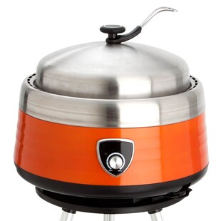 Leichter Aluminiumgrill Ø 38 cm mit Transporttasche: Vulcano - der multifunktionale Holzkohlegrill inkl. 2 Grillaufsätzen + Hitzeschutzlifter 