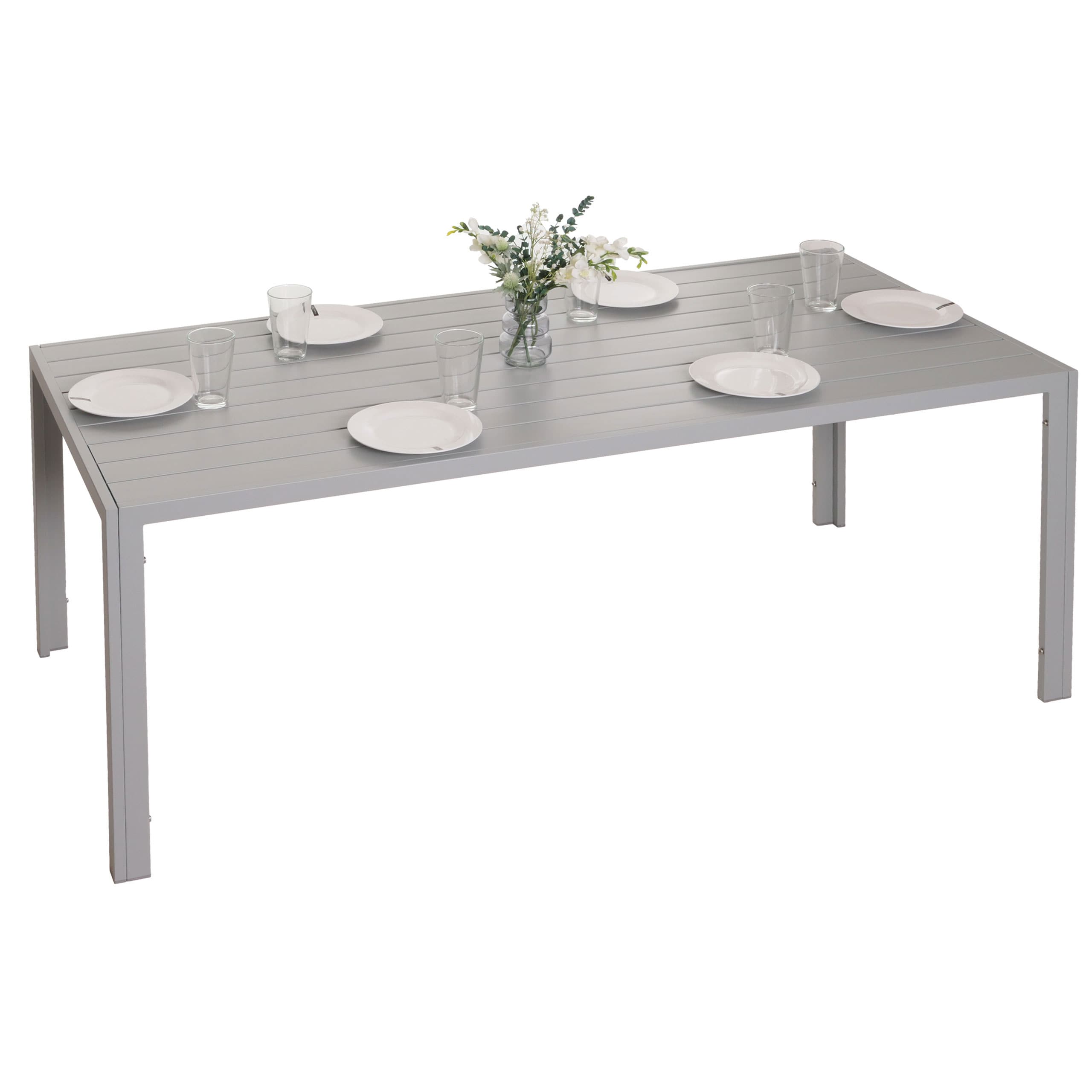 Alu-Esstisch MCW-N40, Tisch Bistrotisch Gartentisch Balkontisch, wetterfest 180x80cm ~ hellgrau 
