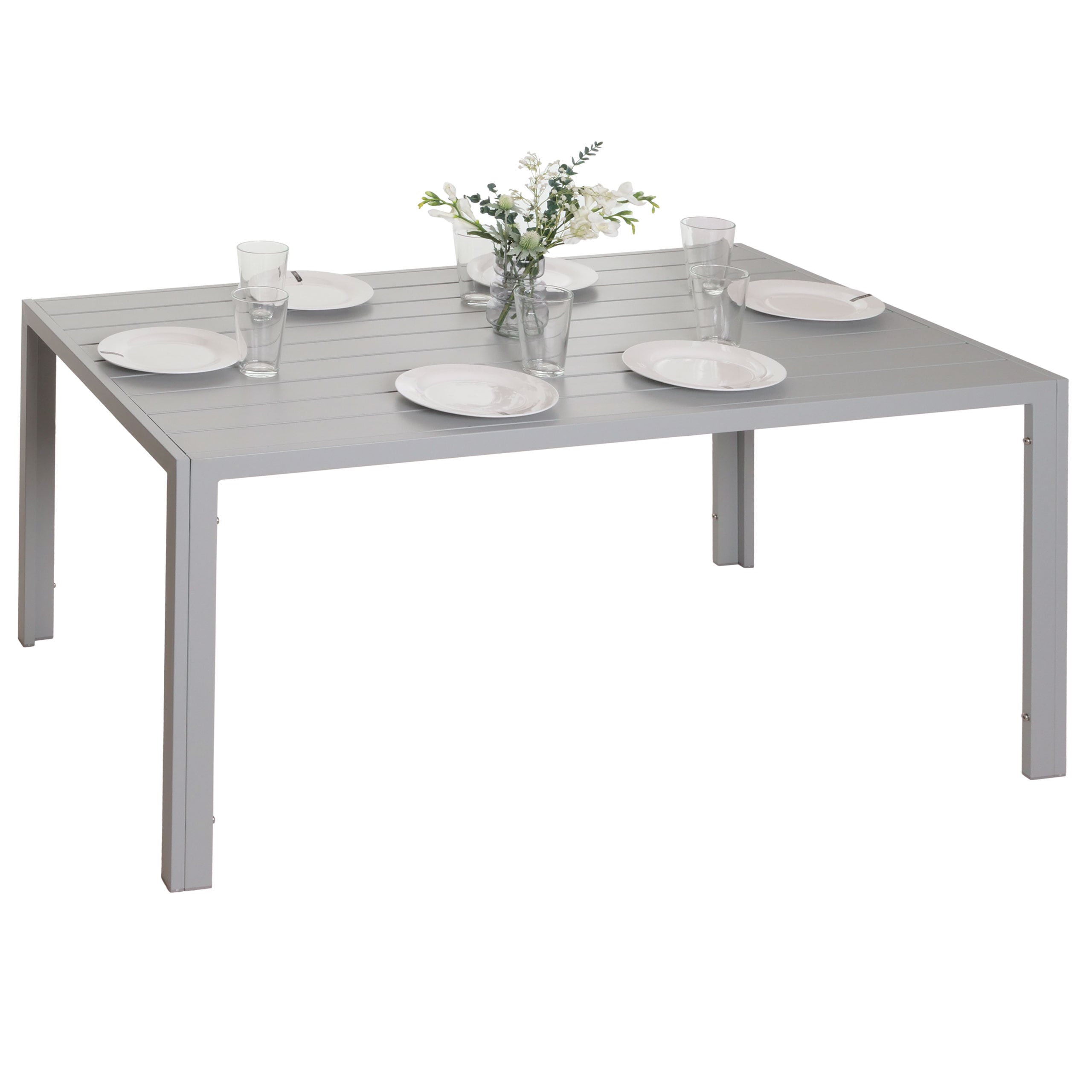 Alu-Esstisch MCW-N40, Tisch Bistrotisch Gartentisch Balkontisch, wetterfest 140x80cm ~ hellgrau 