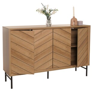 Sideboard MCW-M50, Schrank Kommode Highboard Anrichte, 94x151x40cm ~ natur 