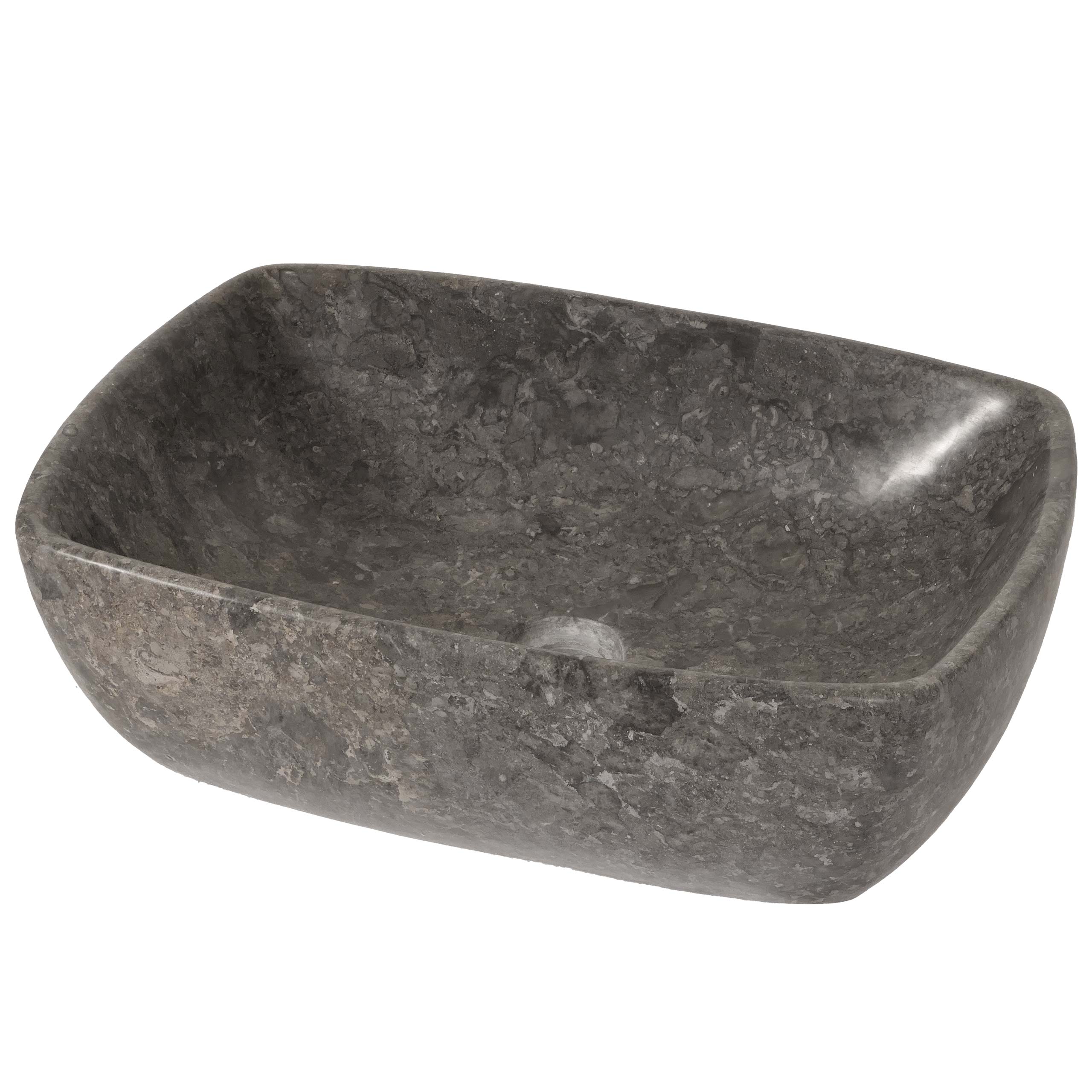 Marmor-Waschbecken MCW-M77, Aufsatzwaschbecken Waschtisch Waschplatz Waschschale Badezimmer, Naturstein 15x51x36cm, grau 