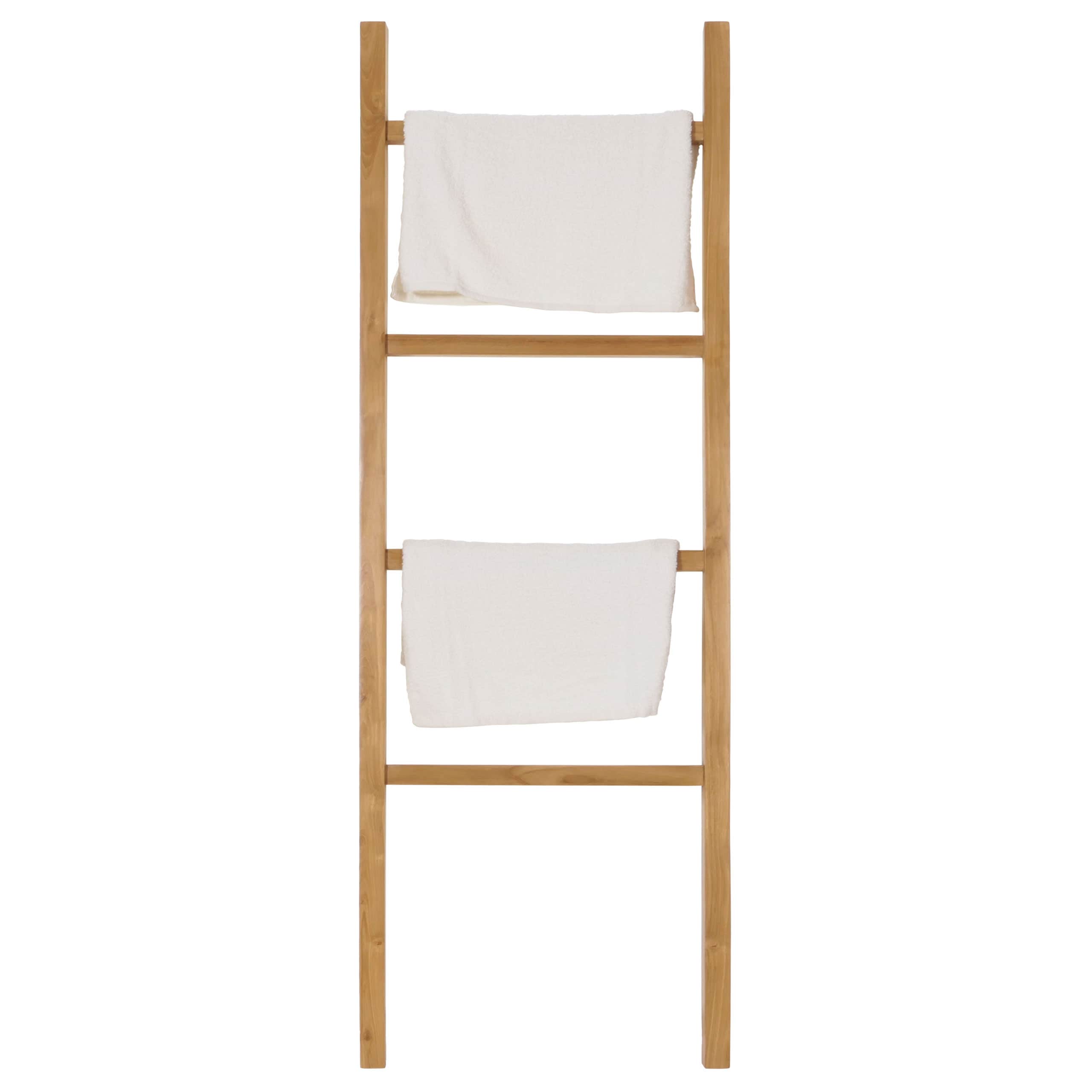 Teak-Handtuchhalter MCW-M76, Handtuchst&auml;nder, 4 Stangen, hochwertiges B-Grade-Teak (Kernholz, 20-30 Jahre) 161x57x5cm 