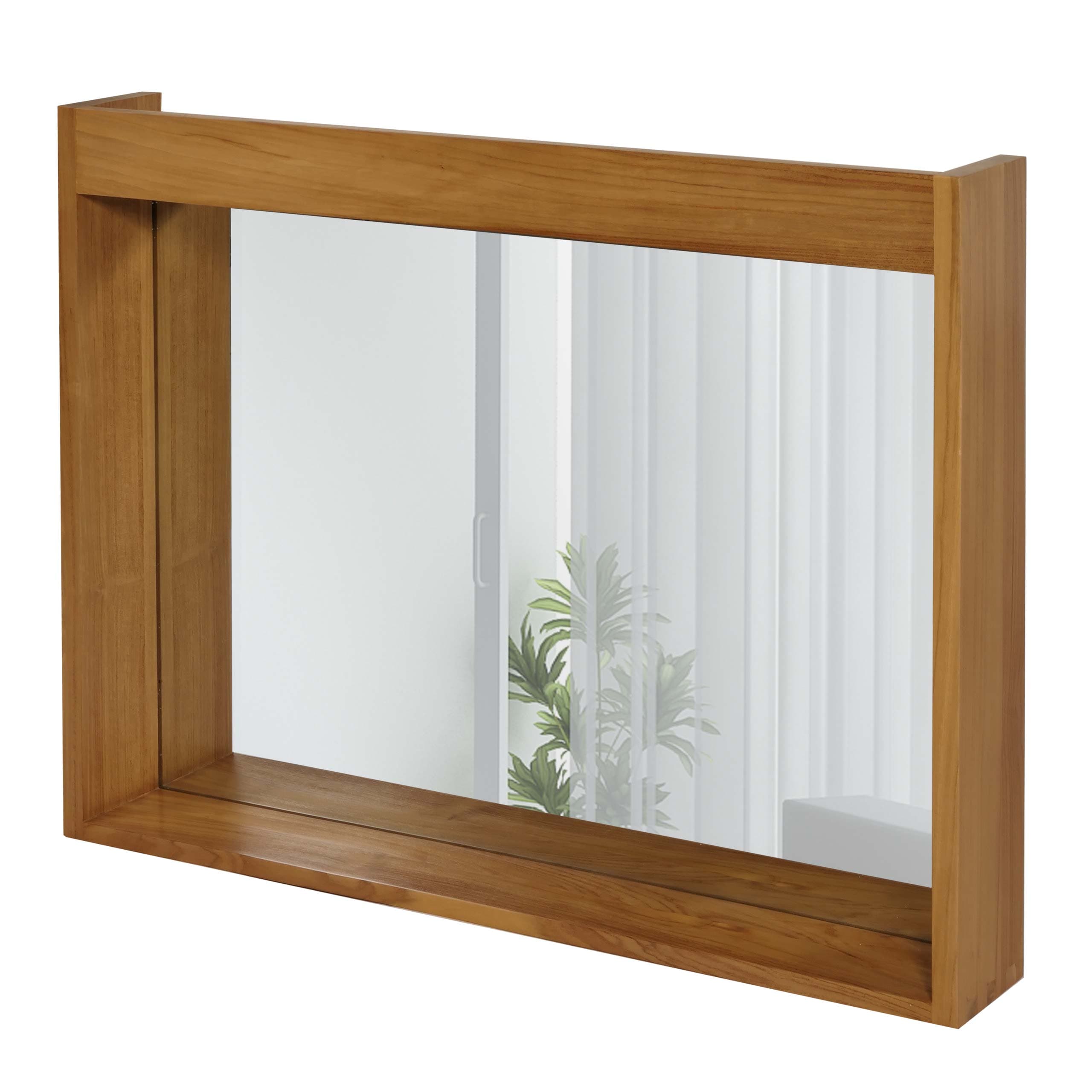 Teak-Wandspiegel MCW-M75, Badspiegel, Holzrahmen, hochwertiges B-Grade-Teak (Kernholz, 20-30 Jahre), 77x100cm 