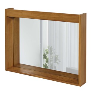 Teak-Wandspiegel MCW-M75, Badspiegel, Holzrahmen, hochwertiges B-Grade-Teak (Kernholz, 20-30 Jahre), 77x100cm 