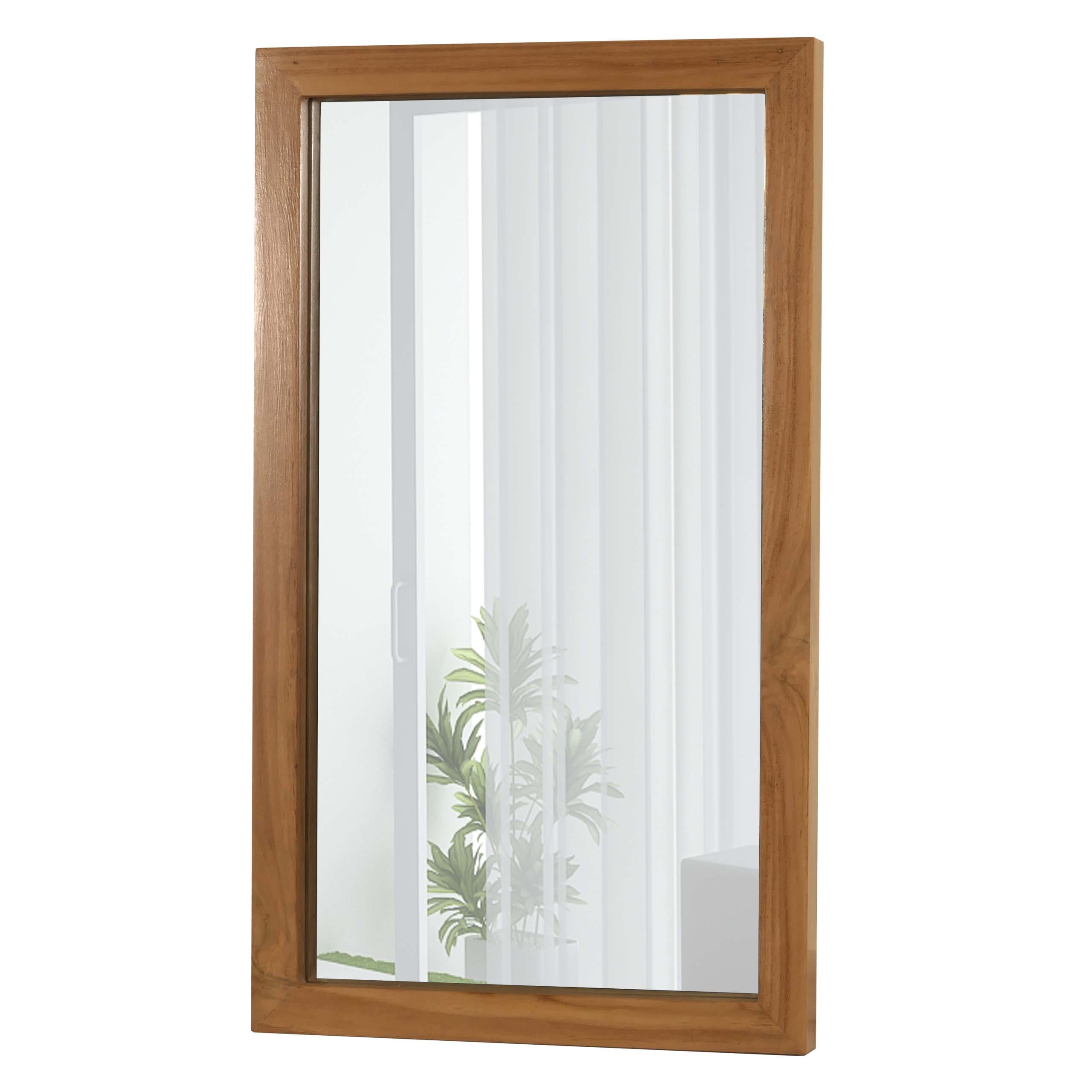 Teak-Wandspiegel MCW-M75, Badspiegel, Holzrahmen, hochwertiges B-Grade-Teak (Kernholz, 20-30 Jahre), 71x40cm 