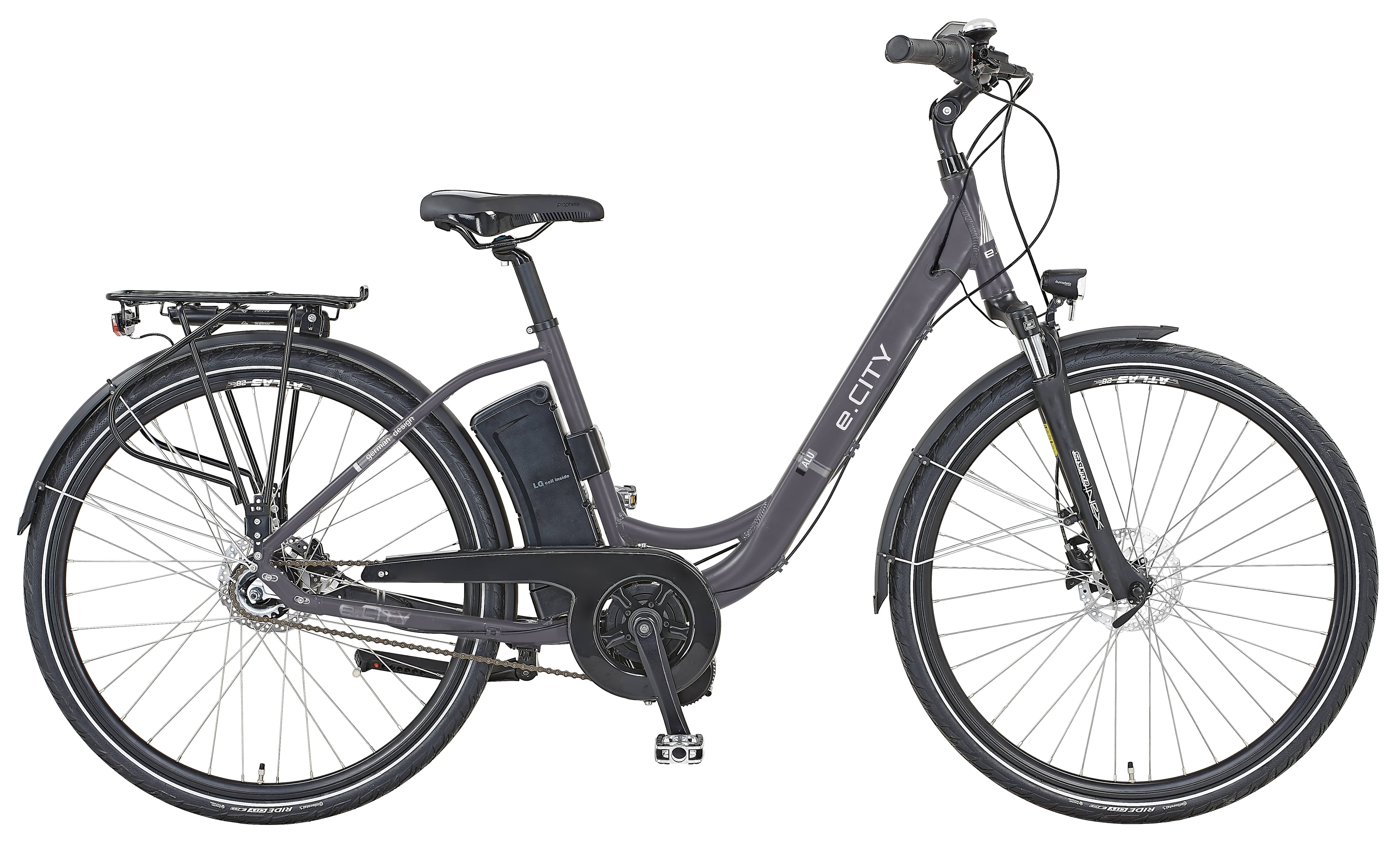 PROPHETE E-BIKE e.CITY 28" Wave RH46 7Gg, hyd. Sb, MM, 461Wh SC, grau 