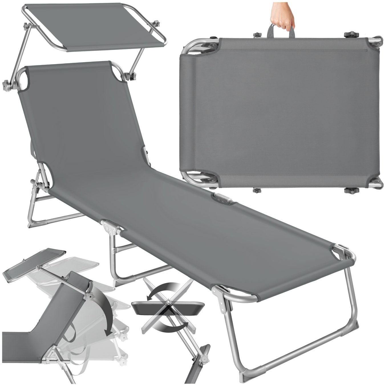 tectake&reg; Gartenliege, klappbar, 4-fach verstellbare R&uuml;ckenlehne, 190 x 68 x 28 cm 