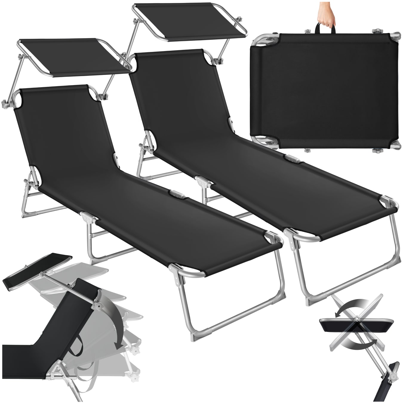tectake&reg; 2er Set Gartenliege, klappbar, 4-fach verstellbare R&uuml;ckenlehne, 190 x 68 x 28 cm 