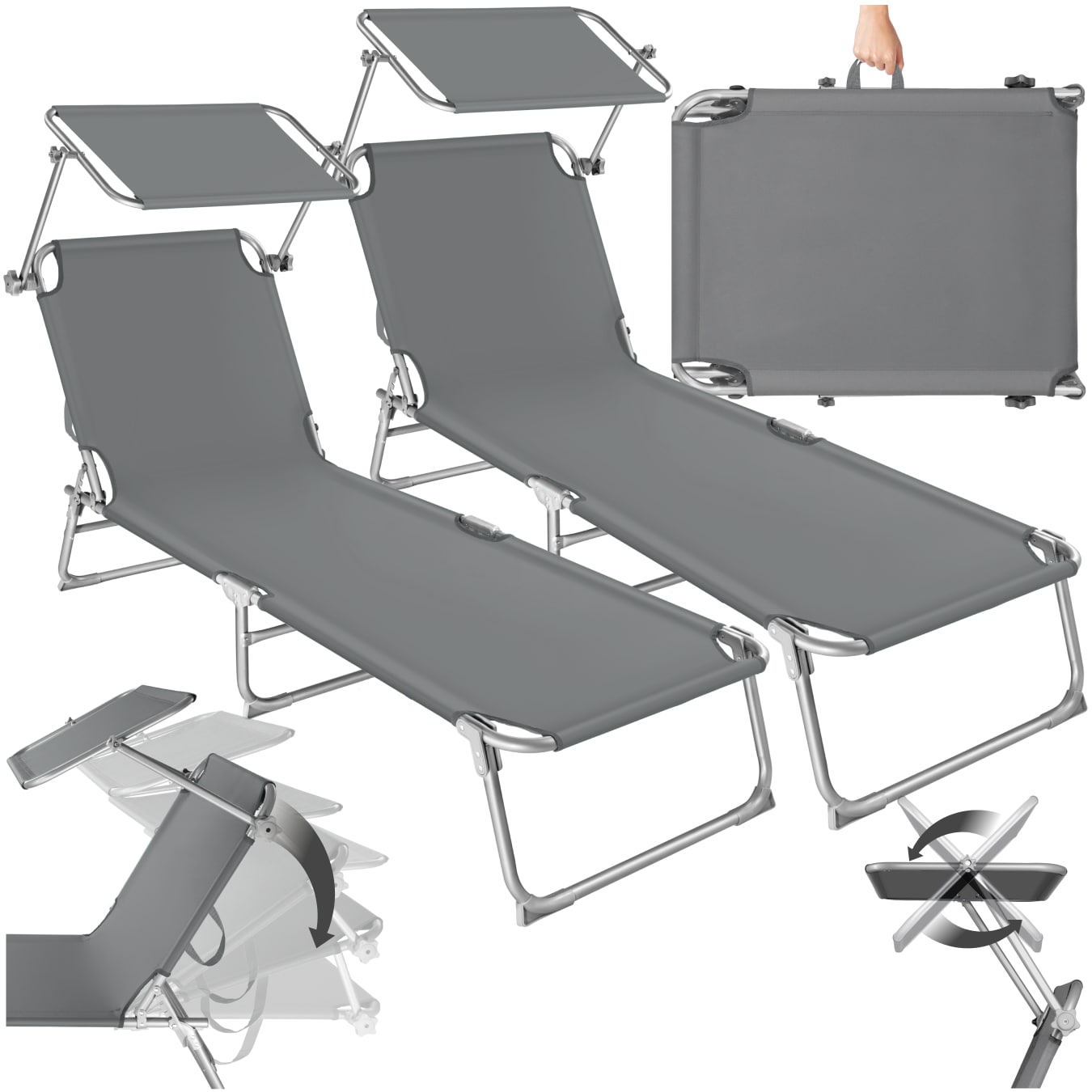 tectake&reg; 2er Set Gartenliege, klappbar, 4-fach verstellbare R&uuml;ckenlehne, 190 x 68 x 28 cm 