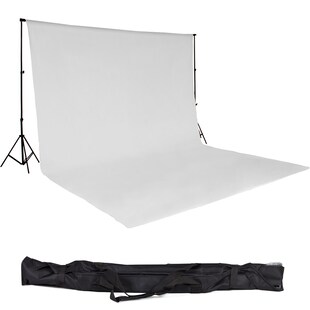 tectake® Fotohintergrund-Set, 6 x 3 m, mit 2 Teleskopständern aus Aluminium, inklusive Tragetasche 