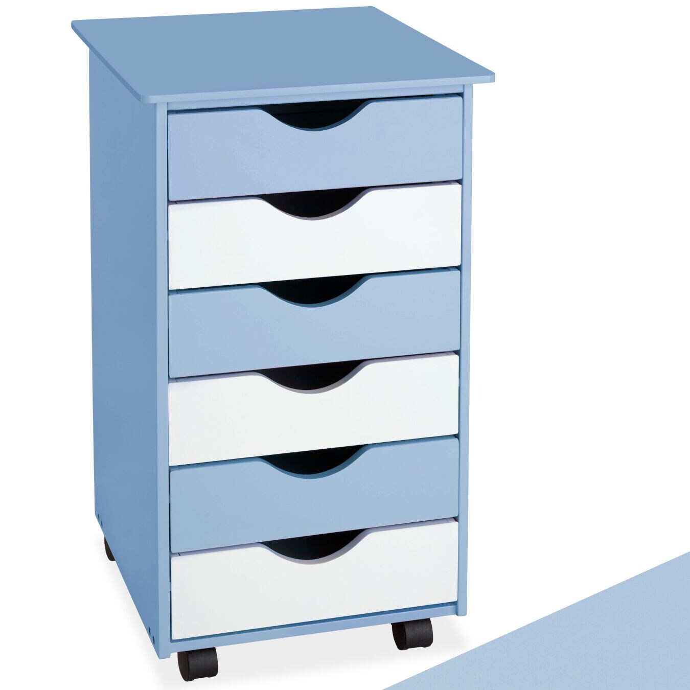 tectake® Rollcontainer, aus Holz, 4 leichtgängige, drehbare Doppelrollen, einfache Montage, 36 x 40 x 65 cm