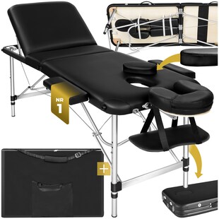 tectake® 3 Zonen Massageliege, Breite 61 cm, Polsterung 5 cm, mit Aluminiumgestell, 210 x 95 x 90 cm 