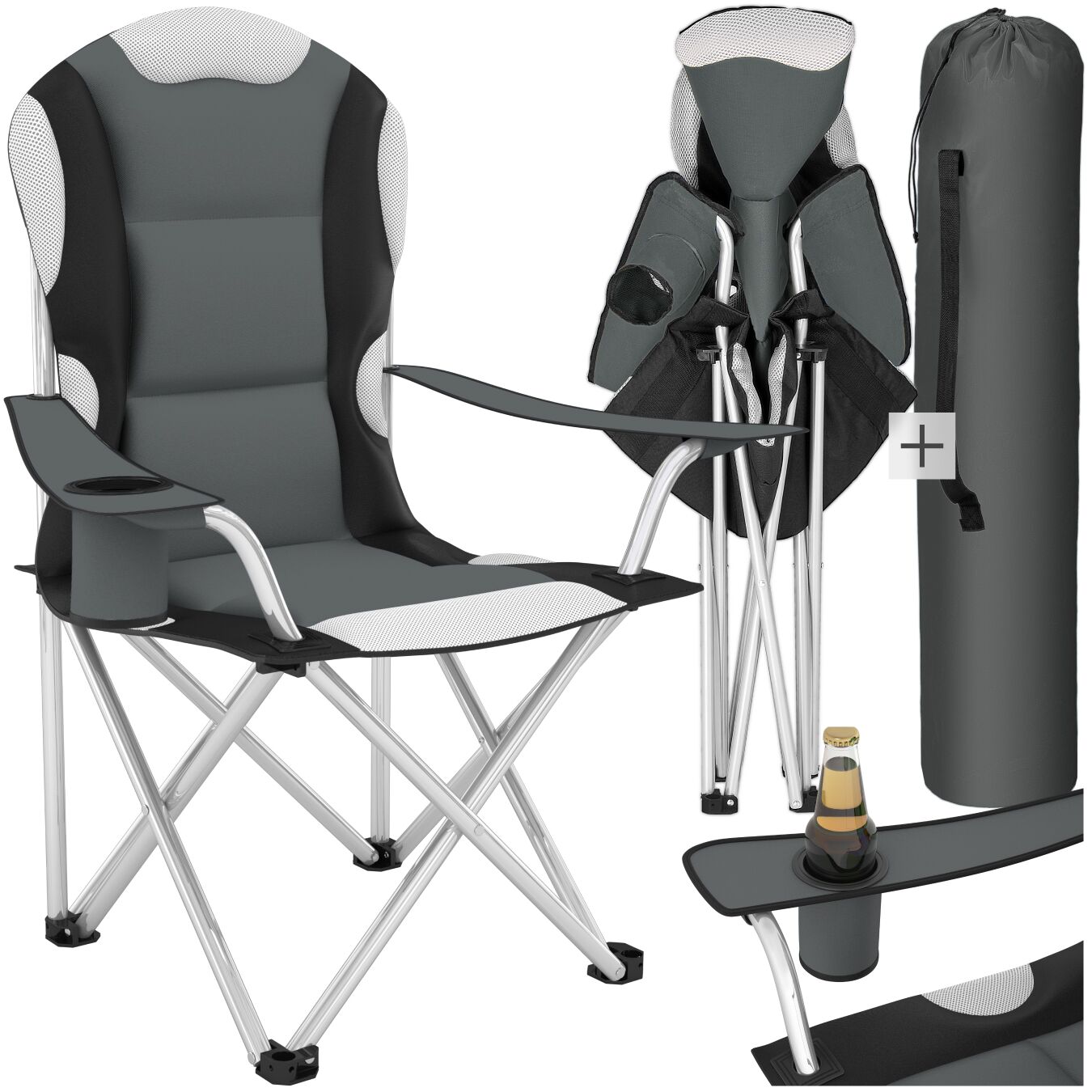 tectake&reg; Campingstuhl, faltbar, gepolstert, geringes Gewicht, 60 x 88 x 110 cm 