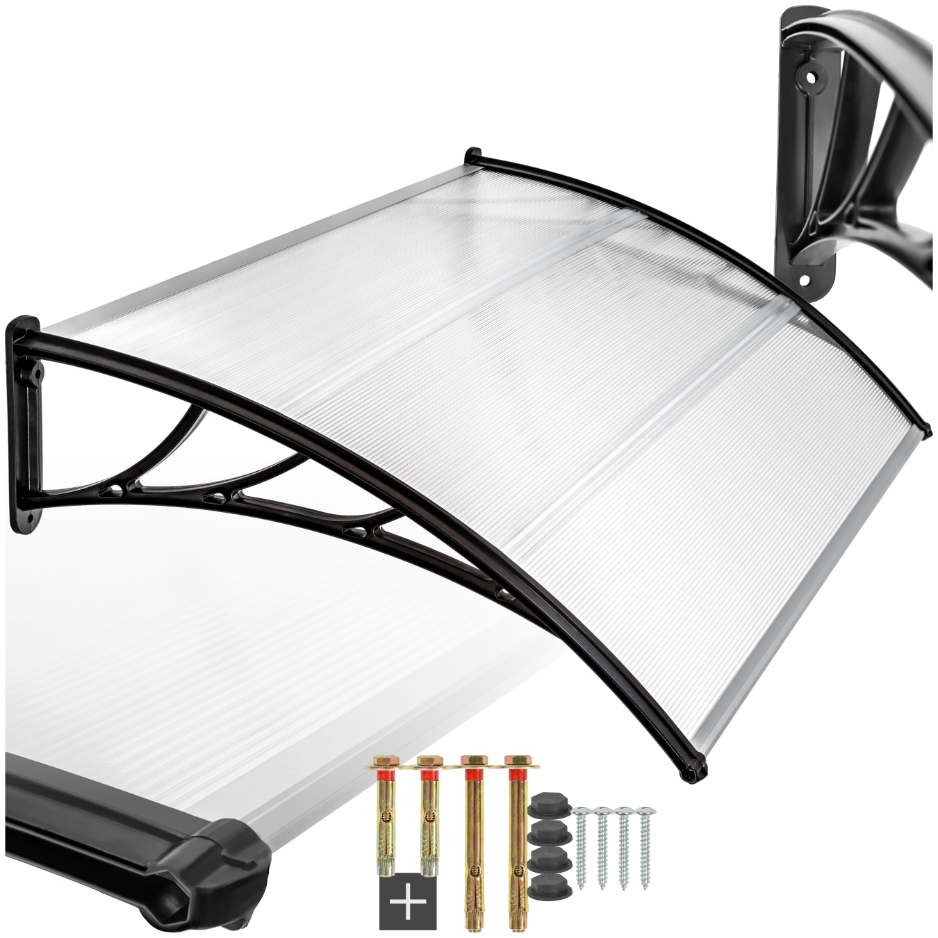tectake® Vordach, in Bogenform, transparent und UV-beständig, 150 x 93 cm
